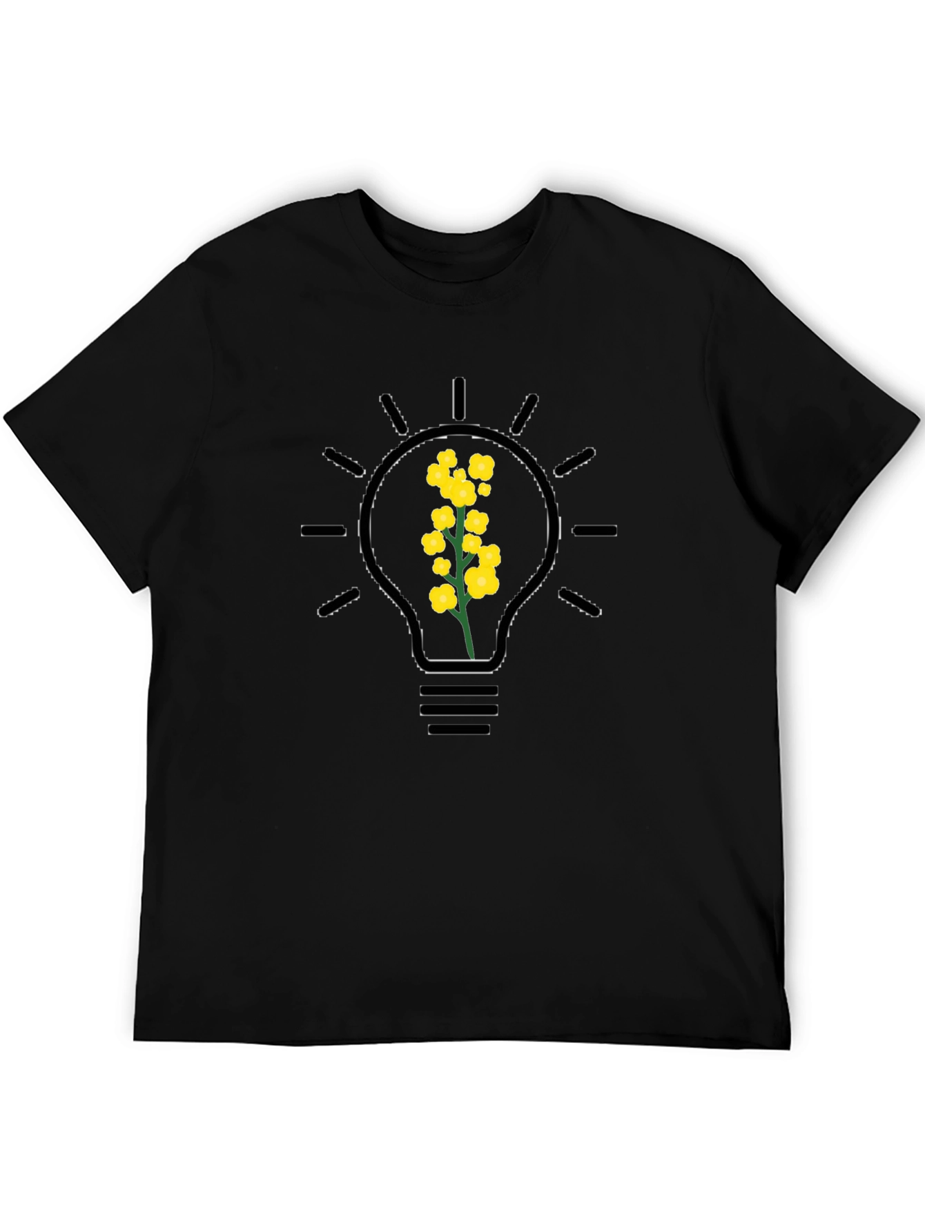 Floral Bulb Graphic Tee - Black Cotton Blend