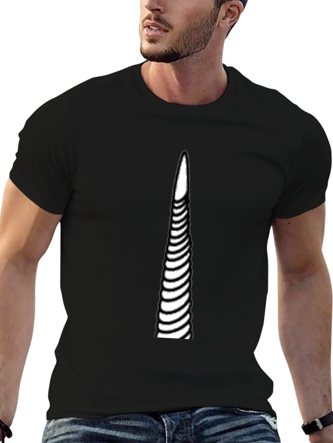 Mens Striped Cone Graphic Tee - Black