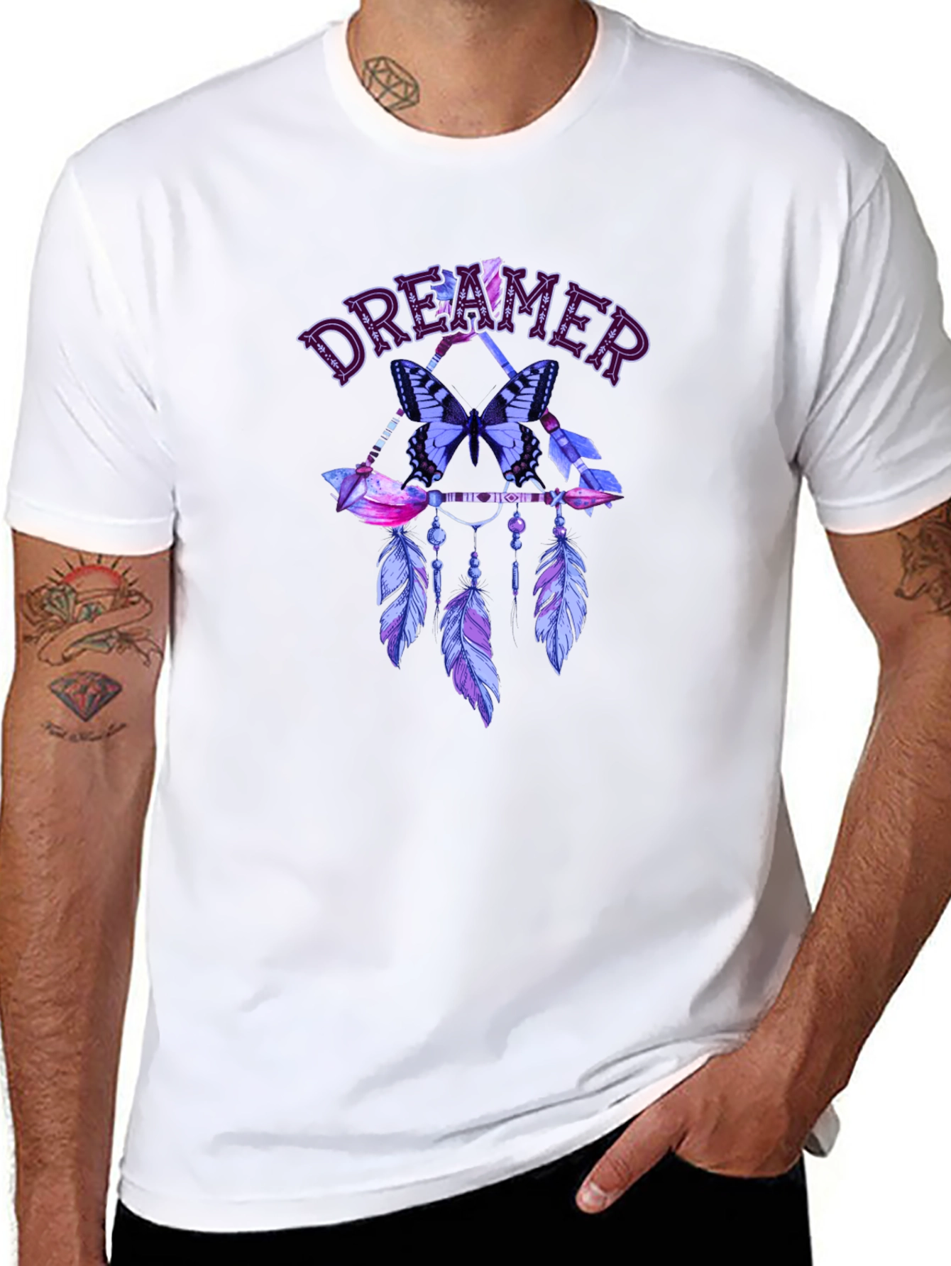 Dreamer Butterfly Feather Graphic Tee