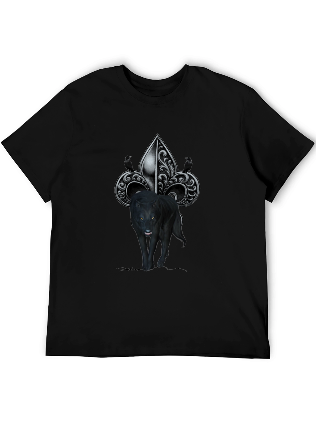 Wolf Fleur-de-lis Graphic Tee - Mens Black T-Shirt
