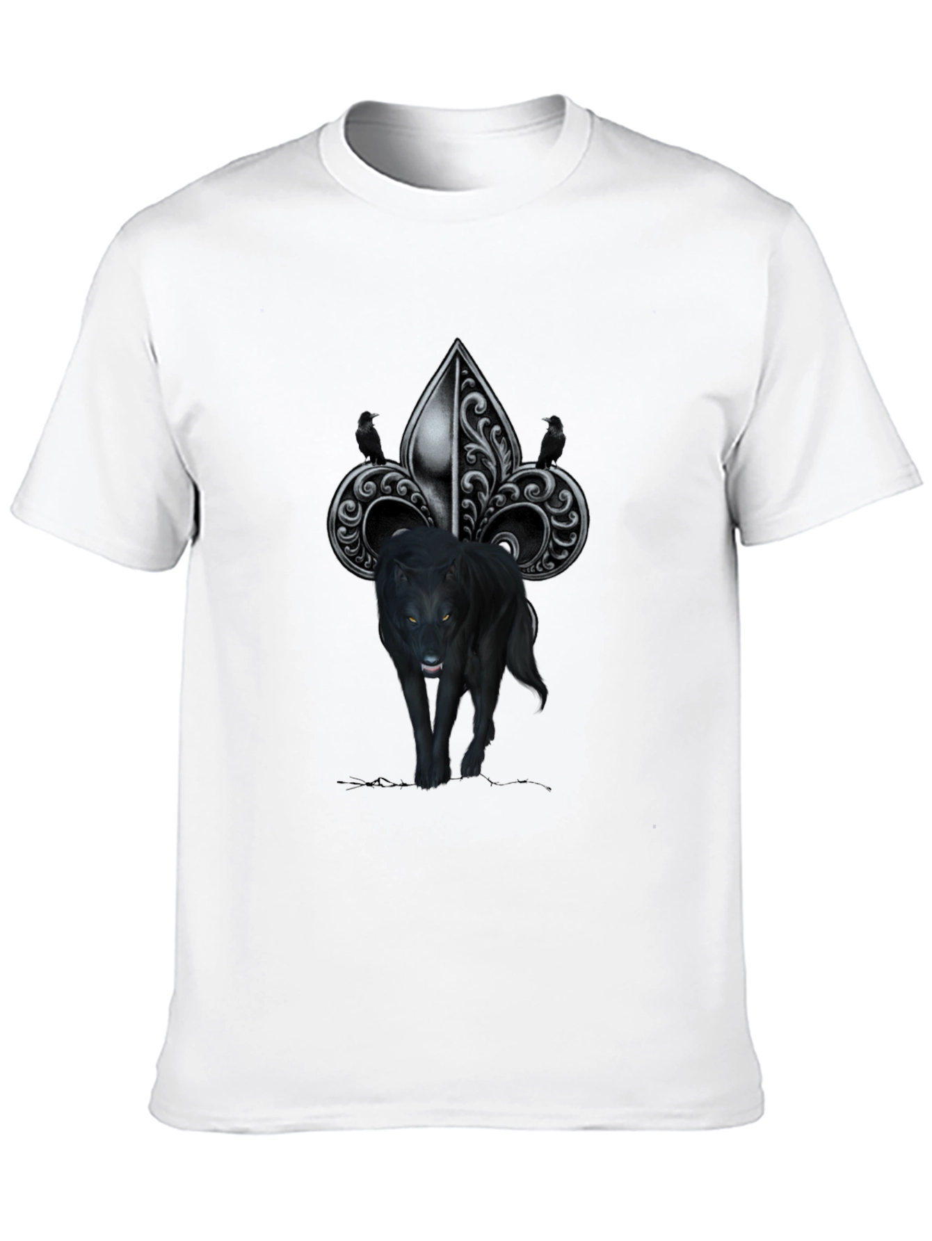 Wolf Fleur-de-lis Graphic Tee - Mens Black T-Shirt