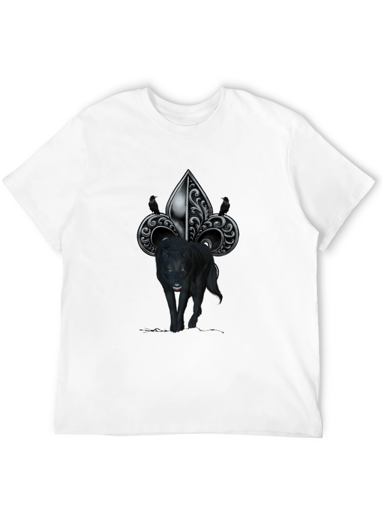 Wolf Fleur-de-lis Graphic Tee - Mens Black T-Shirt
