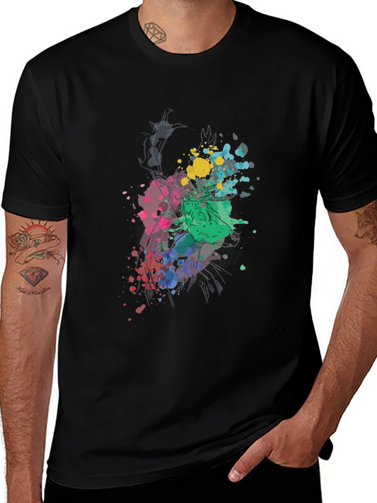Abstract Splatter Graphic Black T-Shirt