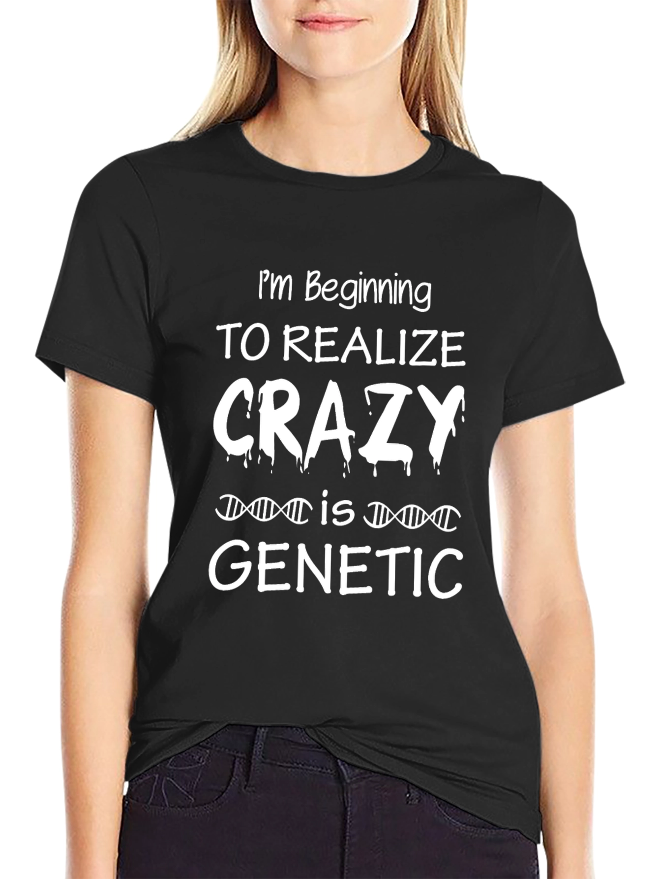 Funny Crazy Genetic Black Graphic Tee T-Shirt