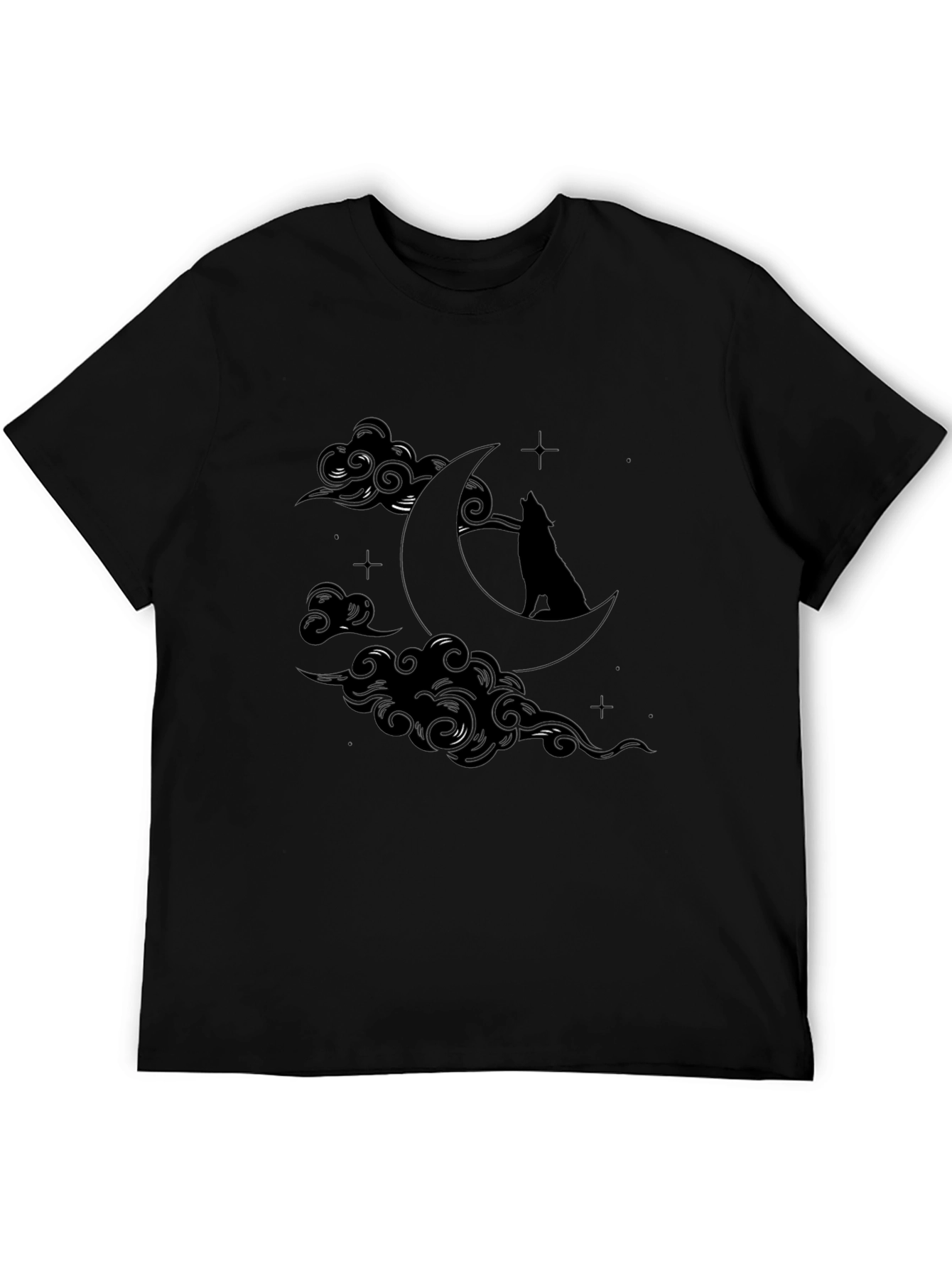 Wolf Moon Graphic T-Shirt - Black Crew Neck Tee