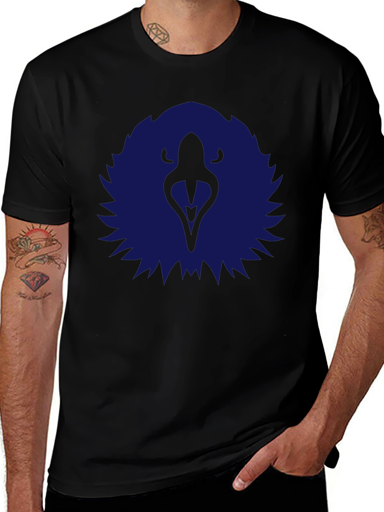 Abstract Eagle Graphic Tee - Black