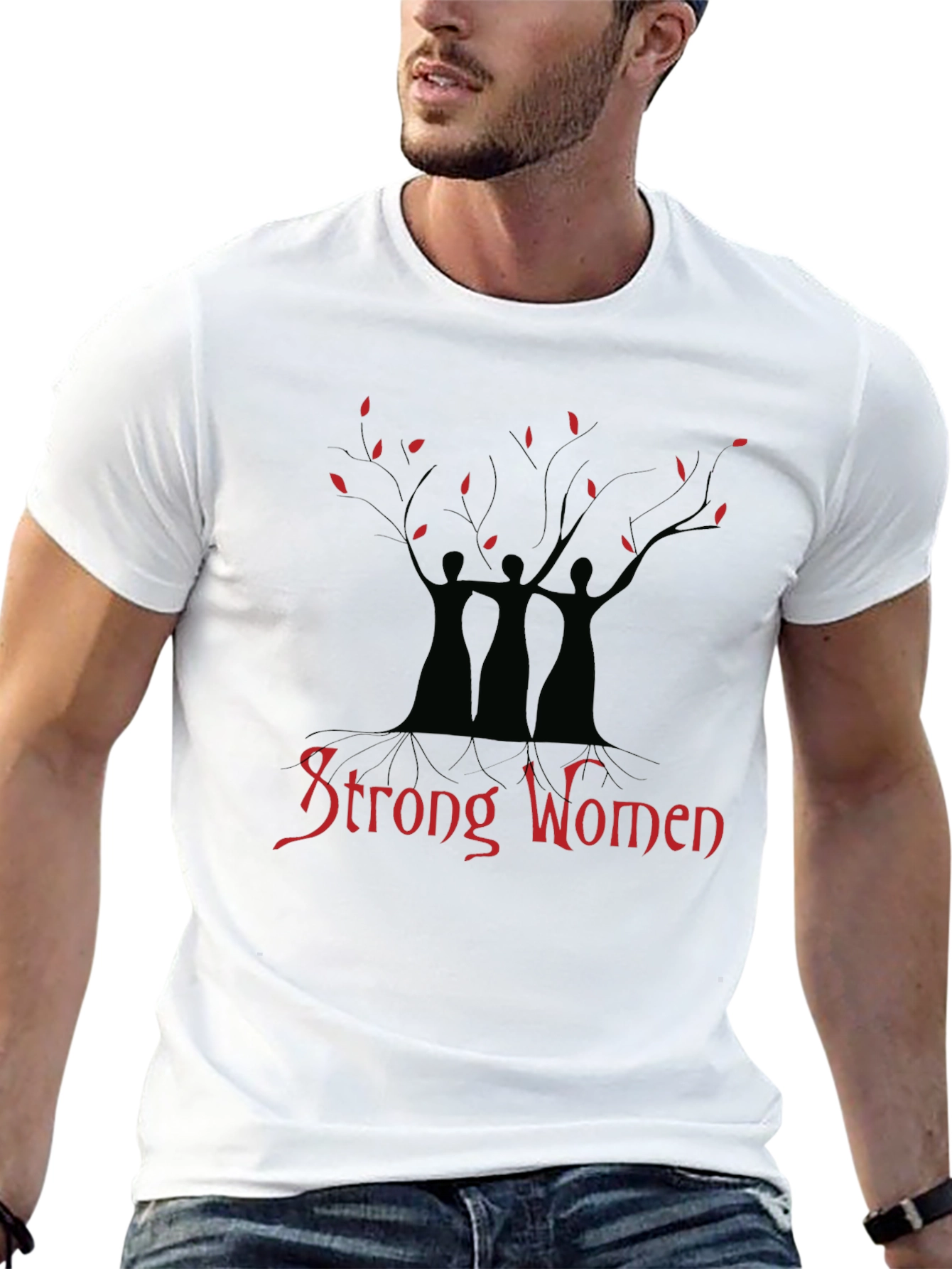 Strong Women Tree Graphic T-Shirt - Black
