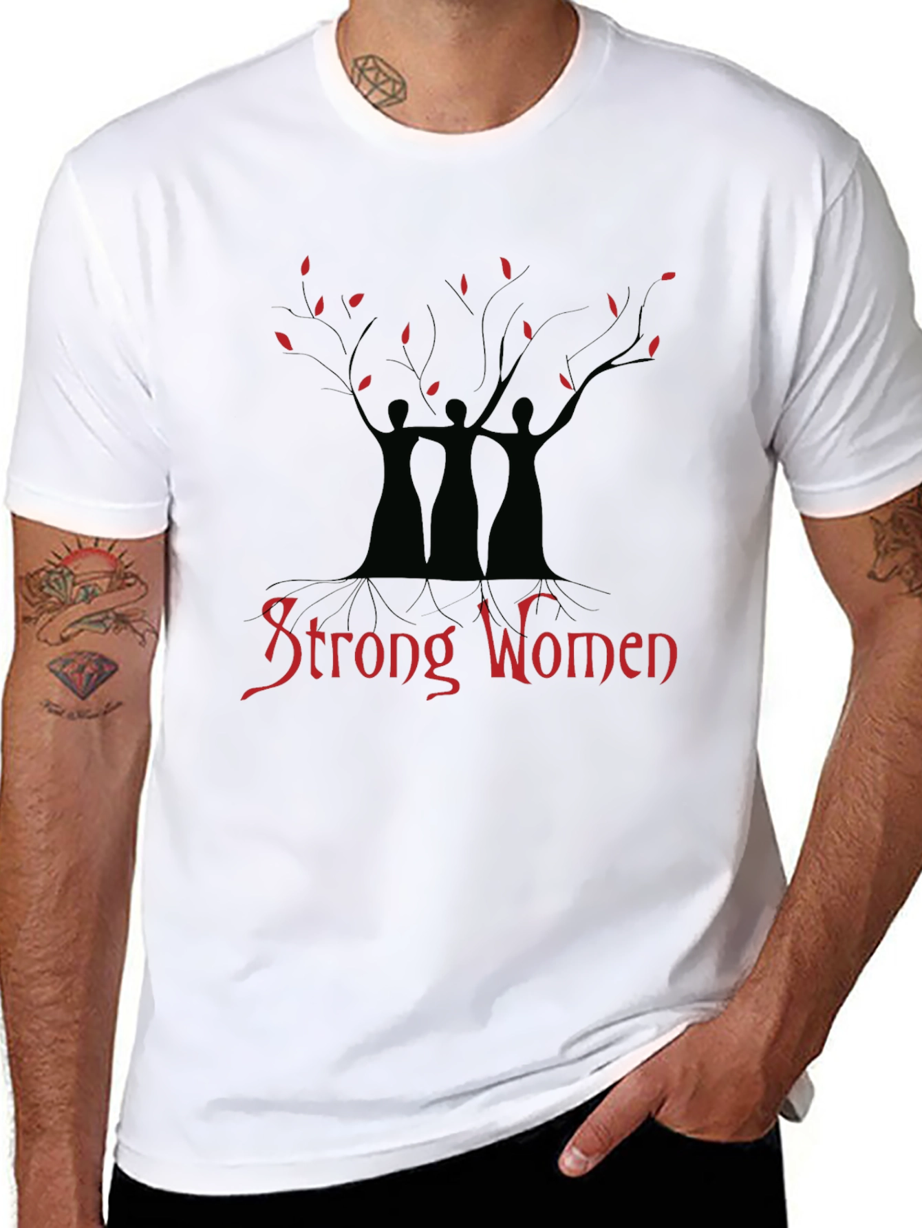 Strong Women Tree Graphic T-Shirt - Black