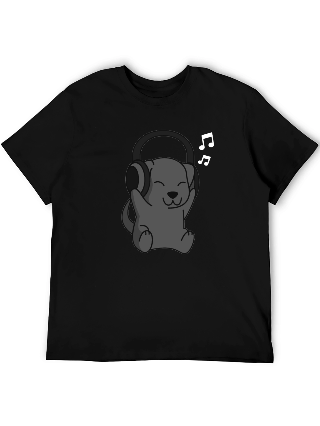 Cartoon Dog Wearing Headphones T-Shirt