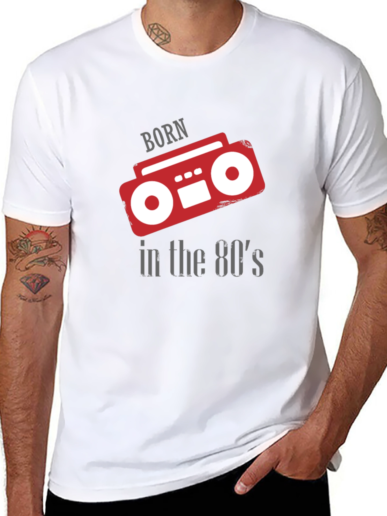 Born in the 80s Retro Boombox Graphic T-Shirt