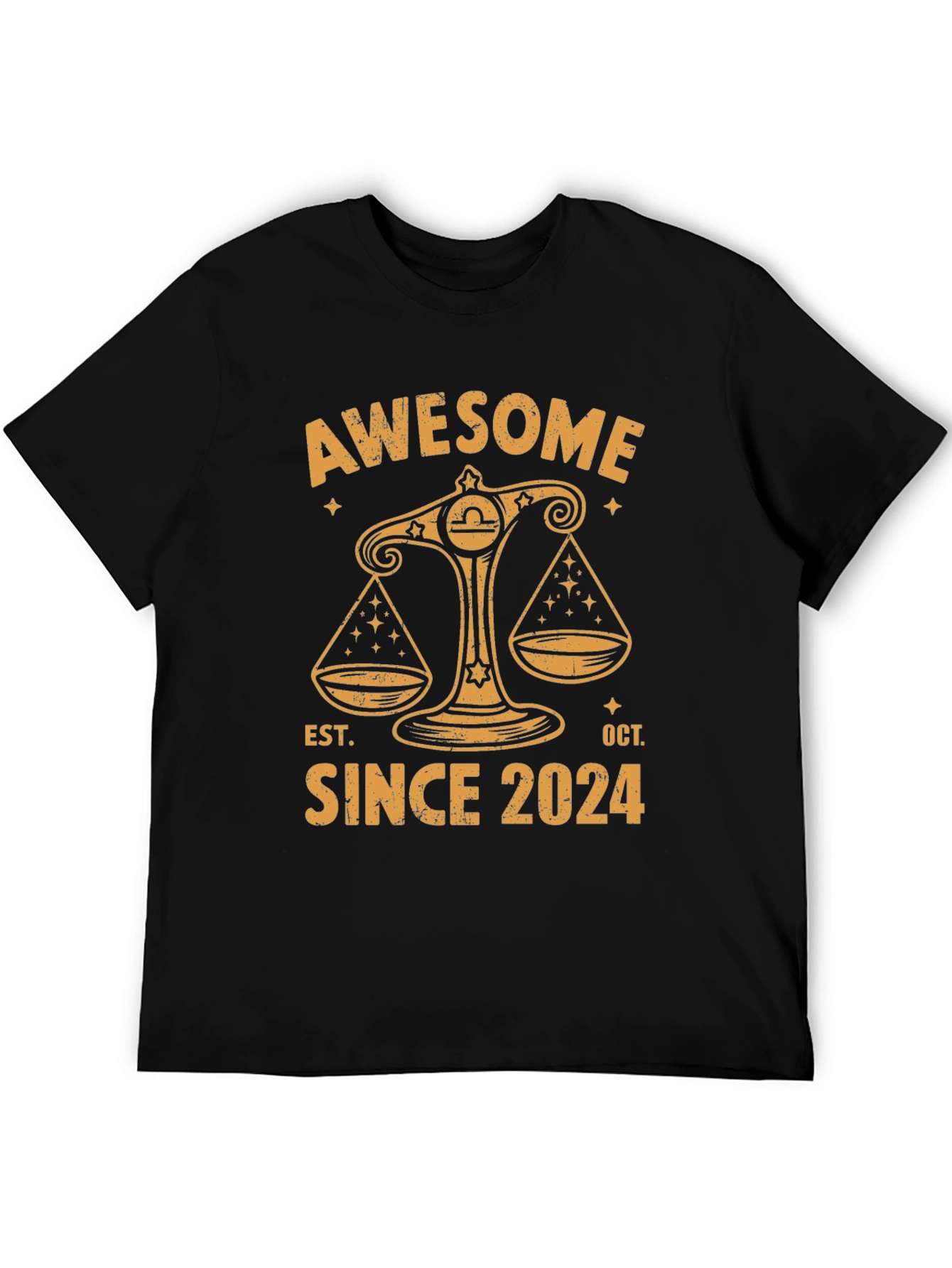 Awesome Since 2024 Libra Zodiac Black Tee