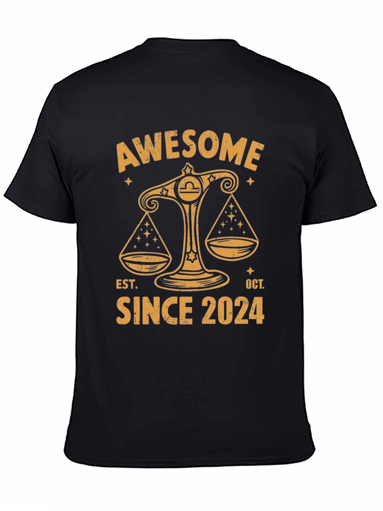 Awesome Since 2024 Libra Zodiac Black Tee