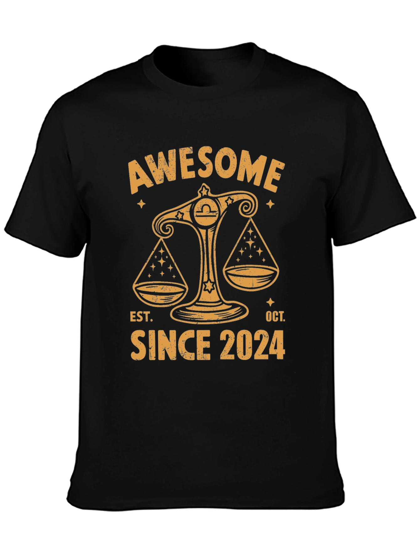 Awesome Since 2024 Libra Zodiac Black Tee