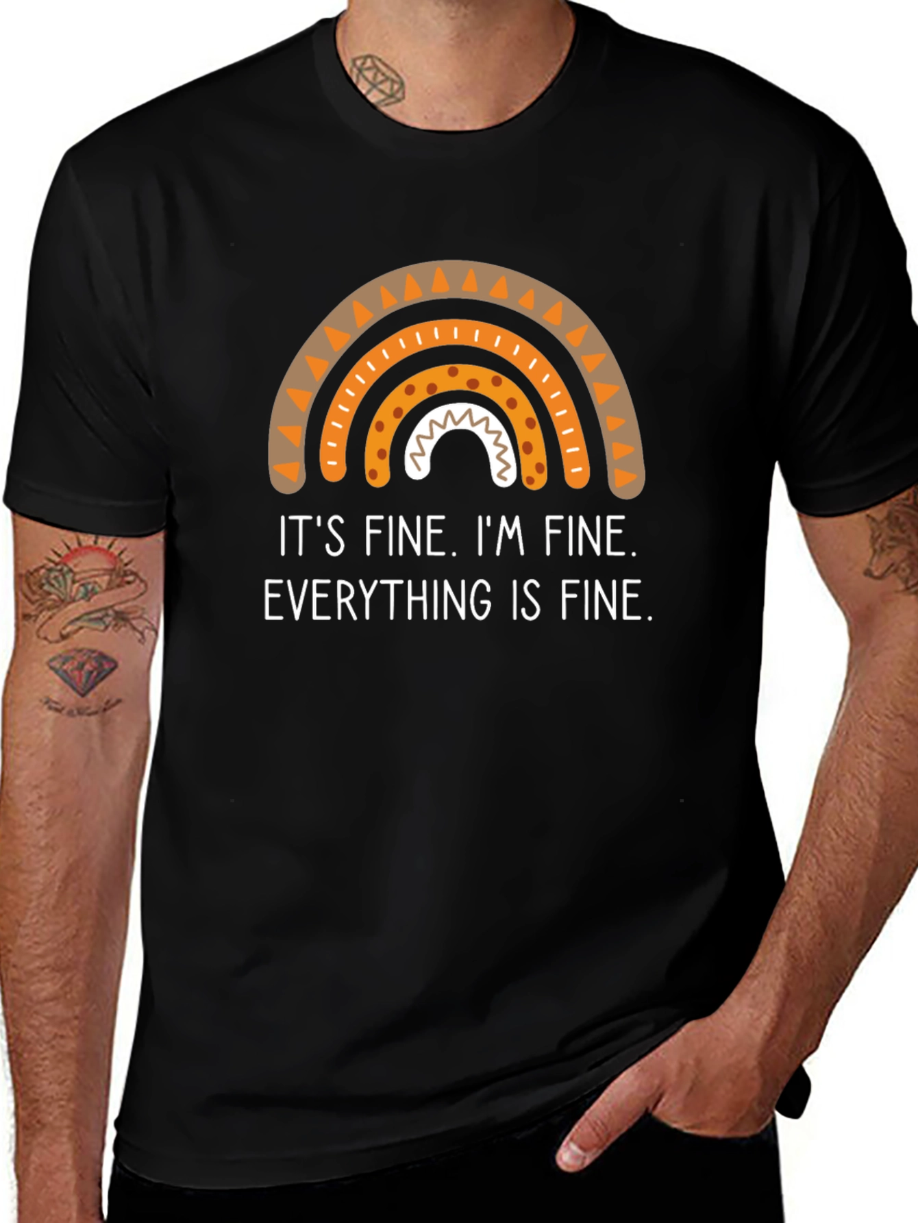 Its Fine Rainbow Graphic Tee - Novelty T-Shirt