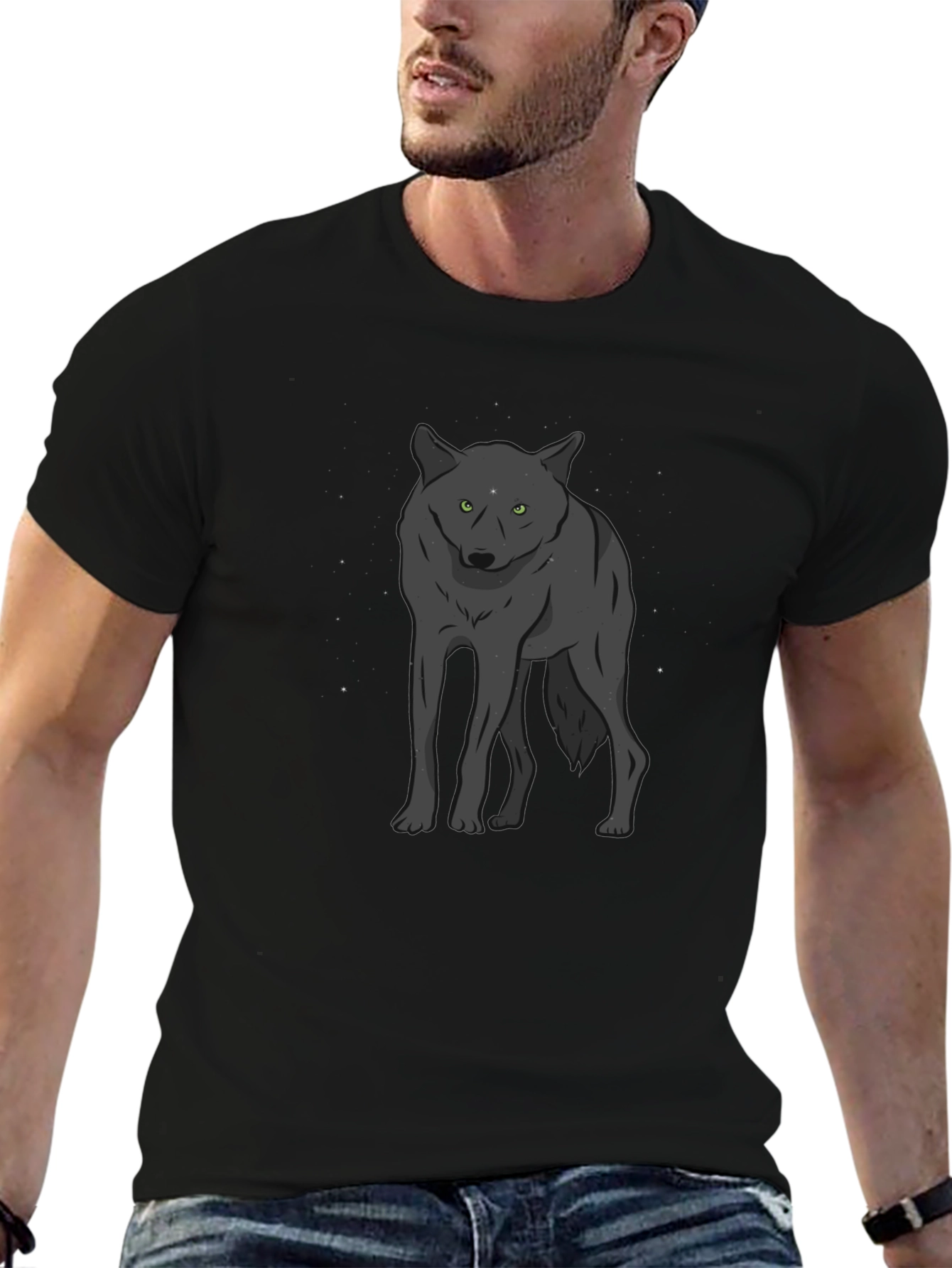 Wolf Graphic Print Crew Neck T-Shirt