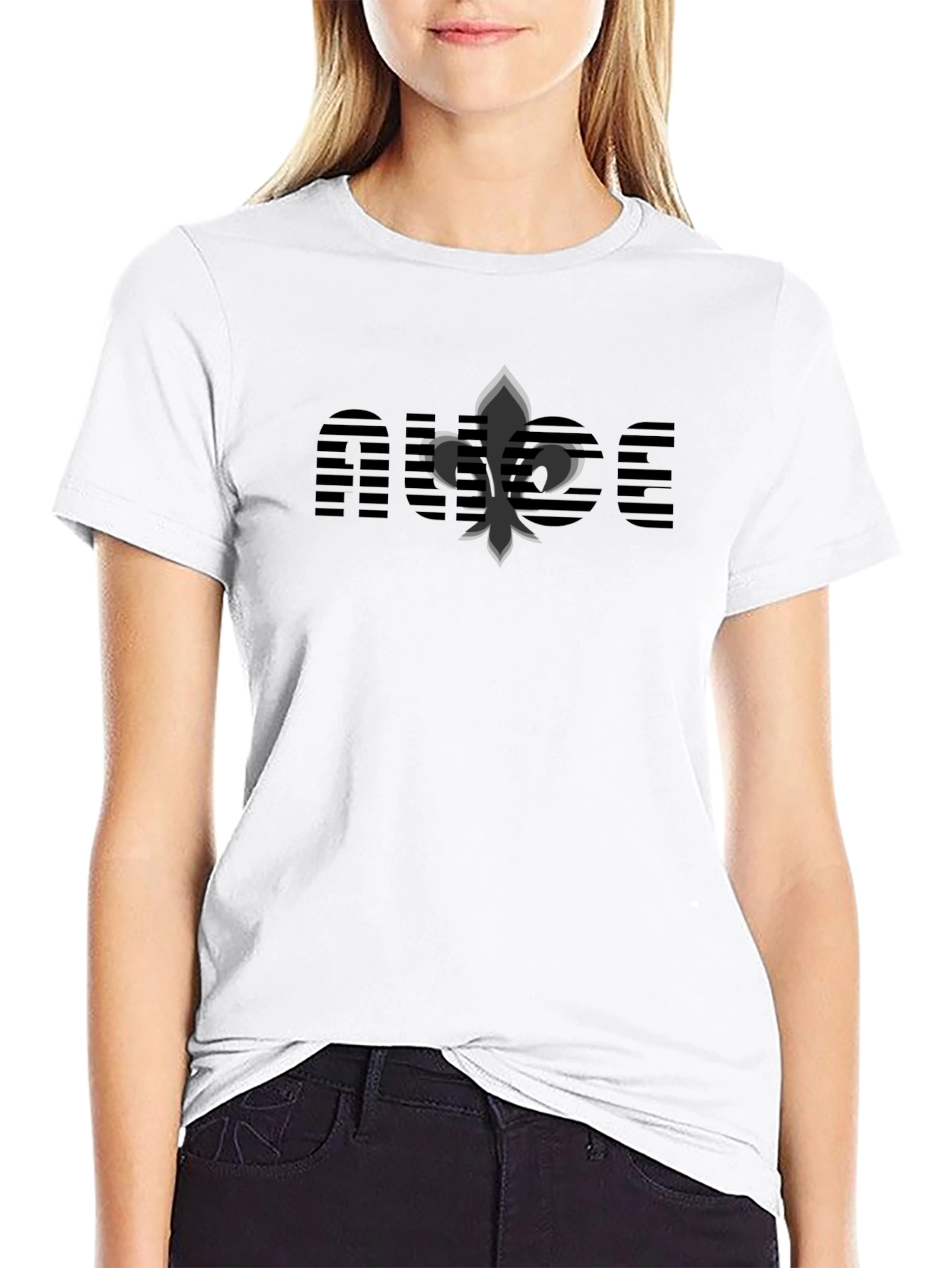 Modern Black Tee with Fleur-de-Lis Graphic