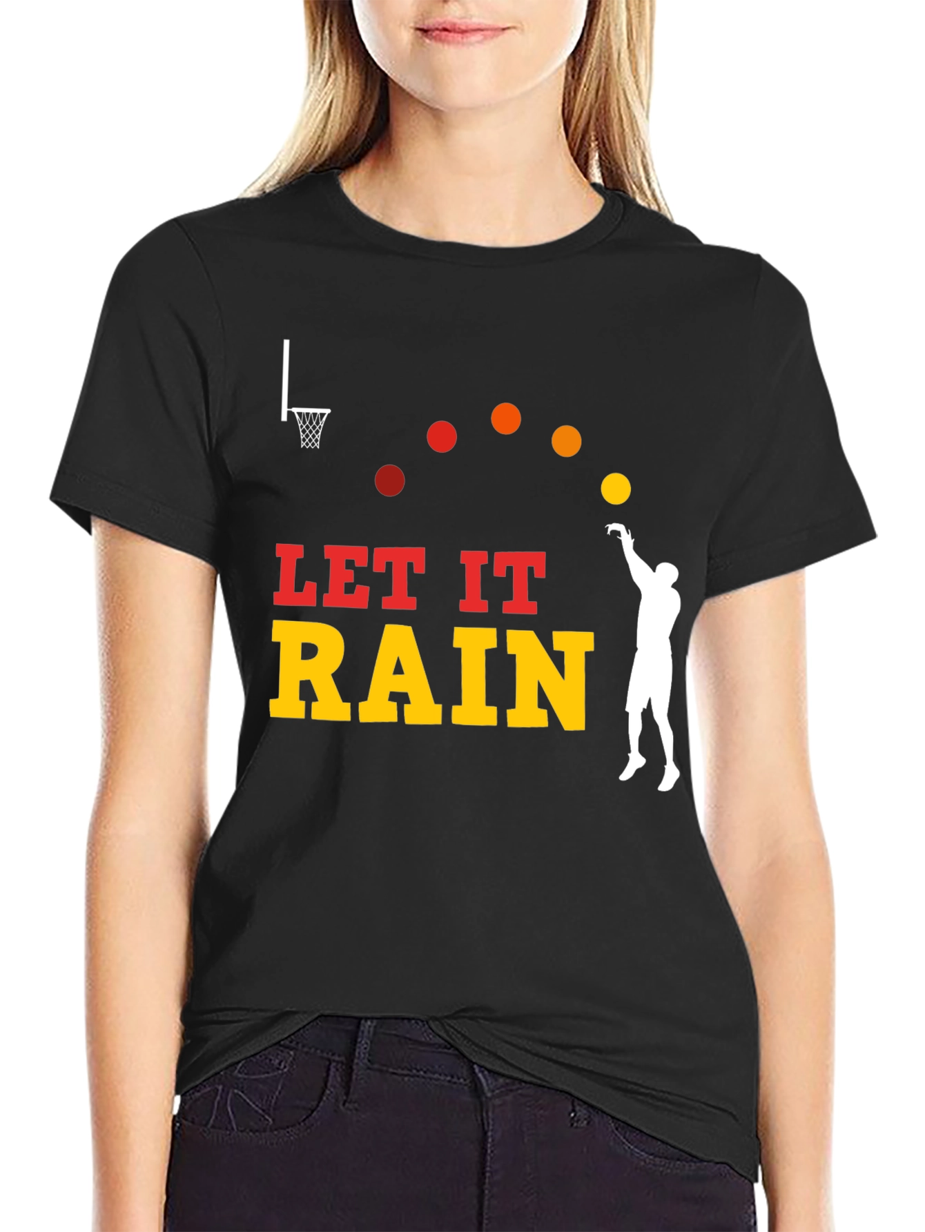 Let It Rain Basketball Graphic Tee - Black