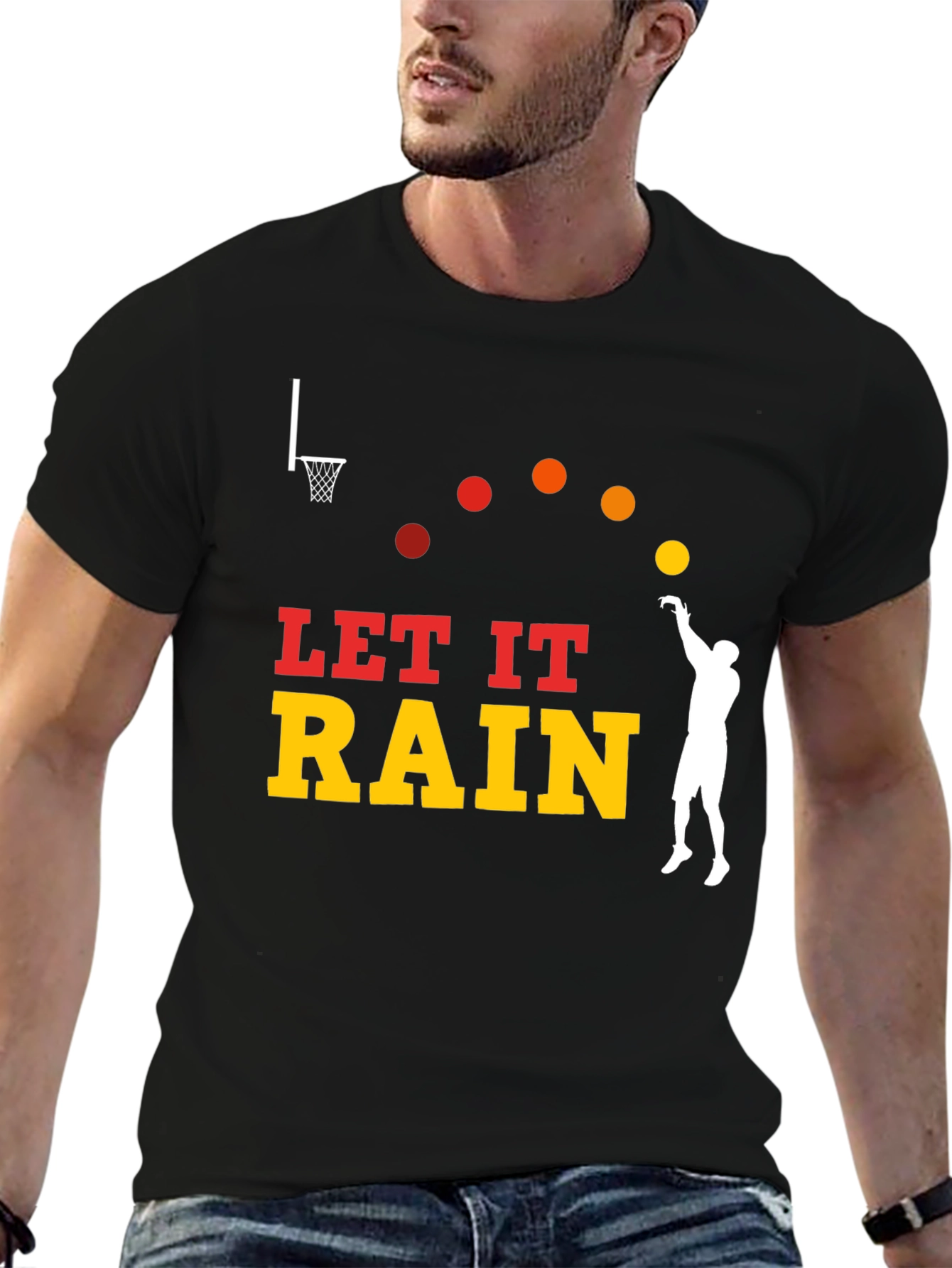 Let It Rain Basketball Graphic Tee - Black