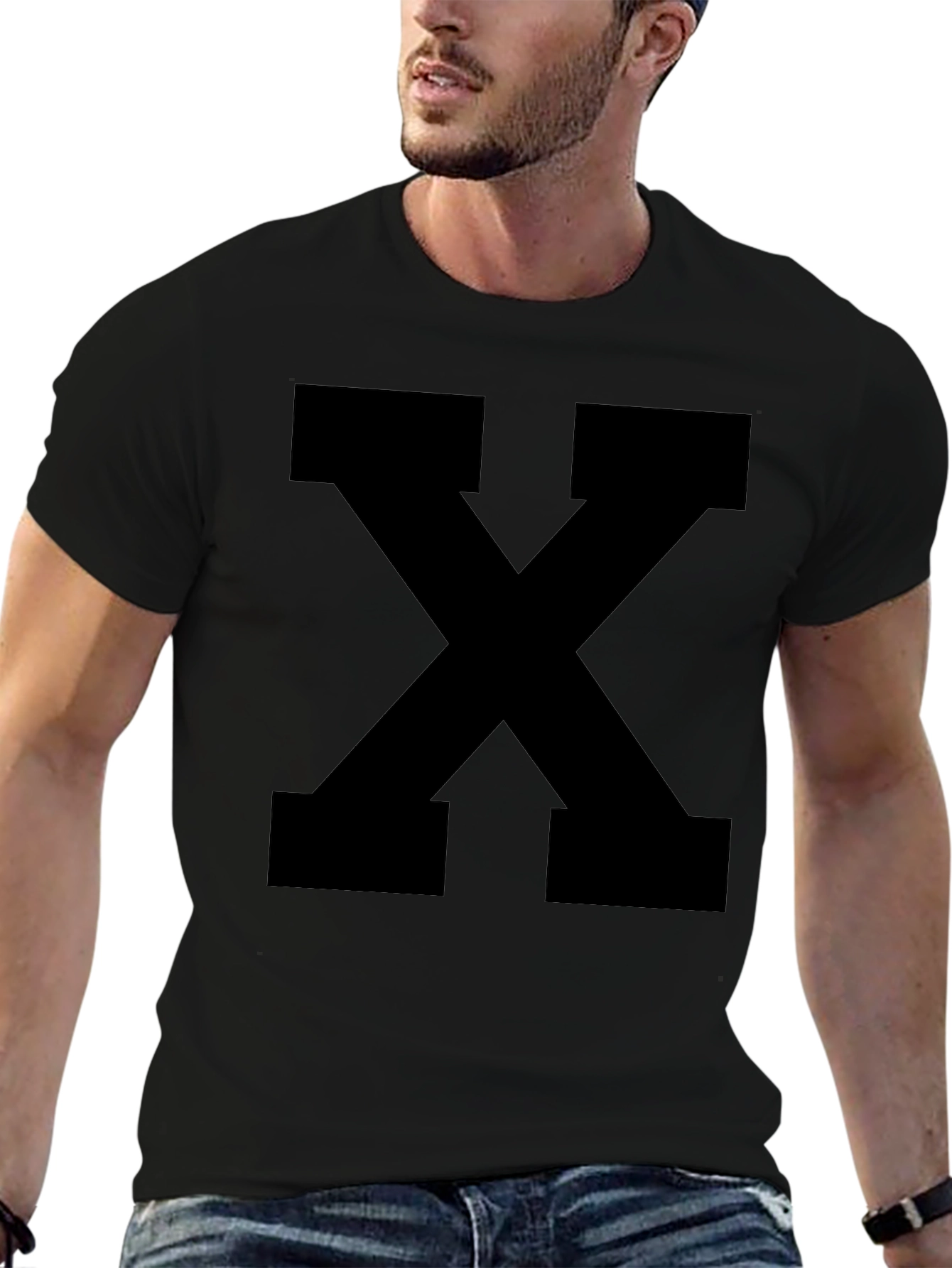 Bold Black X Graphic Tee - Casual Style