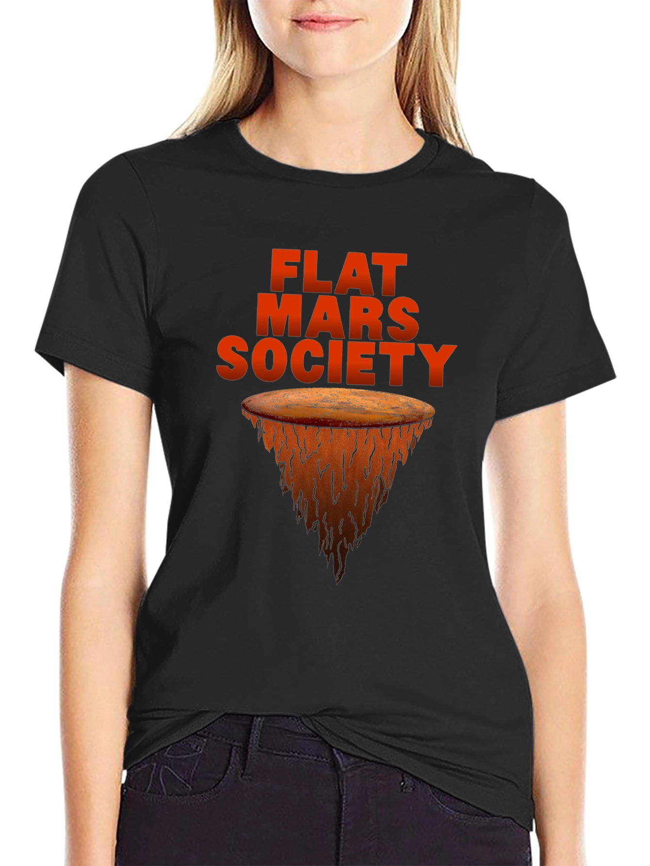 Flat Mars Society Graphic Tee - Novelty T-Shirt