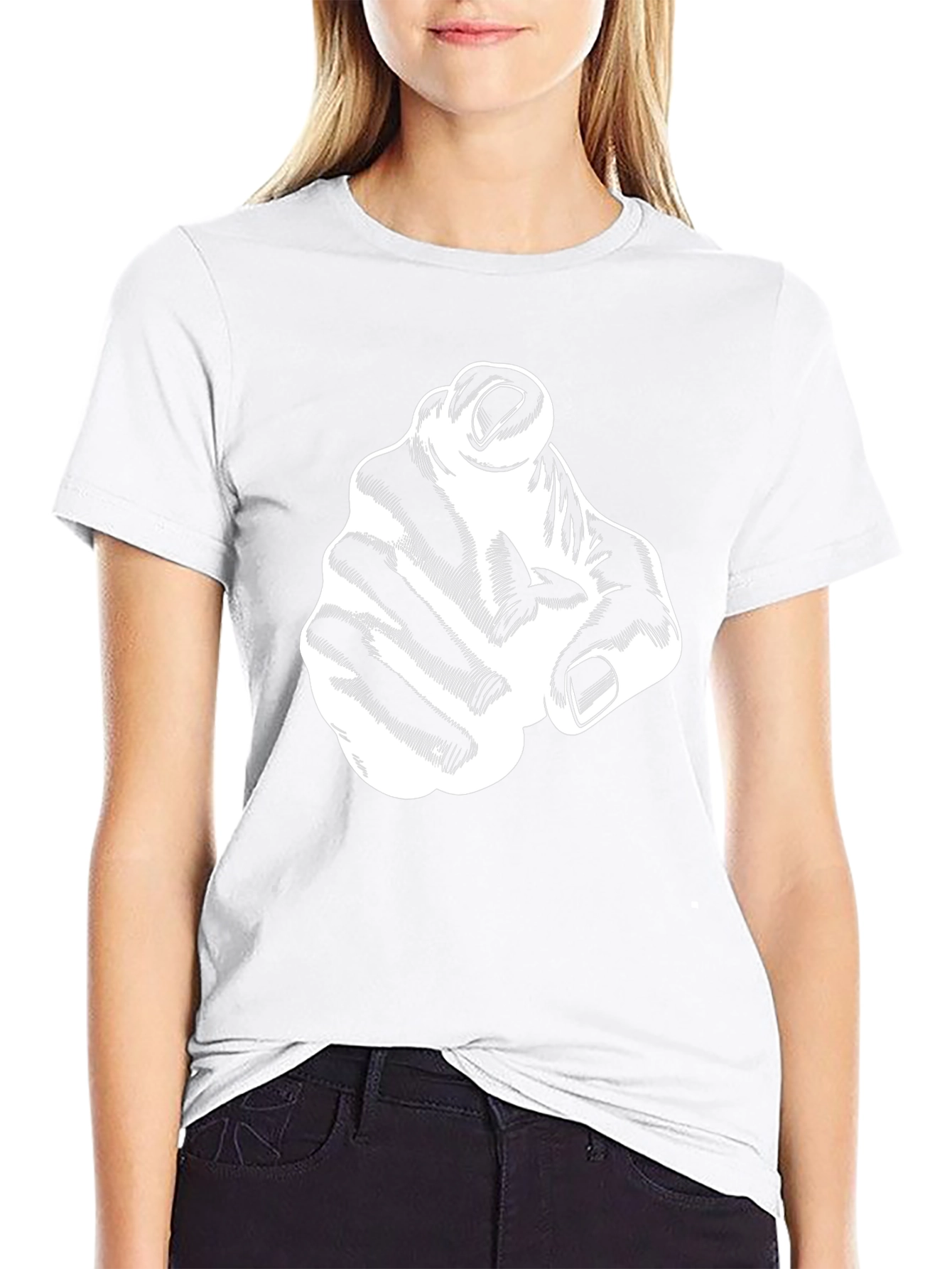 Pointing Hand Graphic Tee - Black Cotton T-Shirt