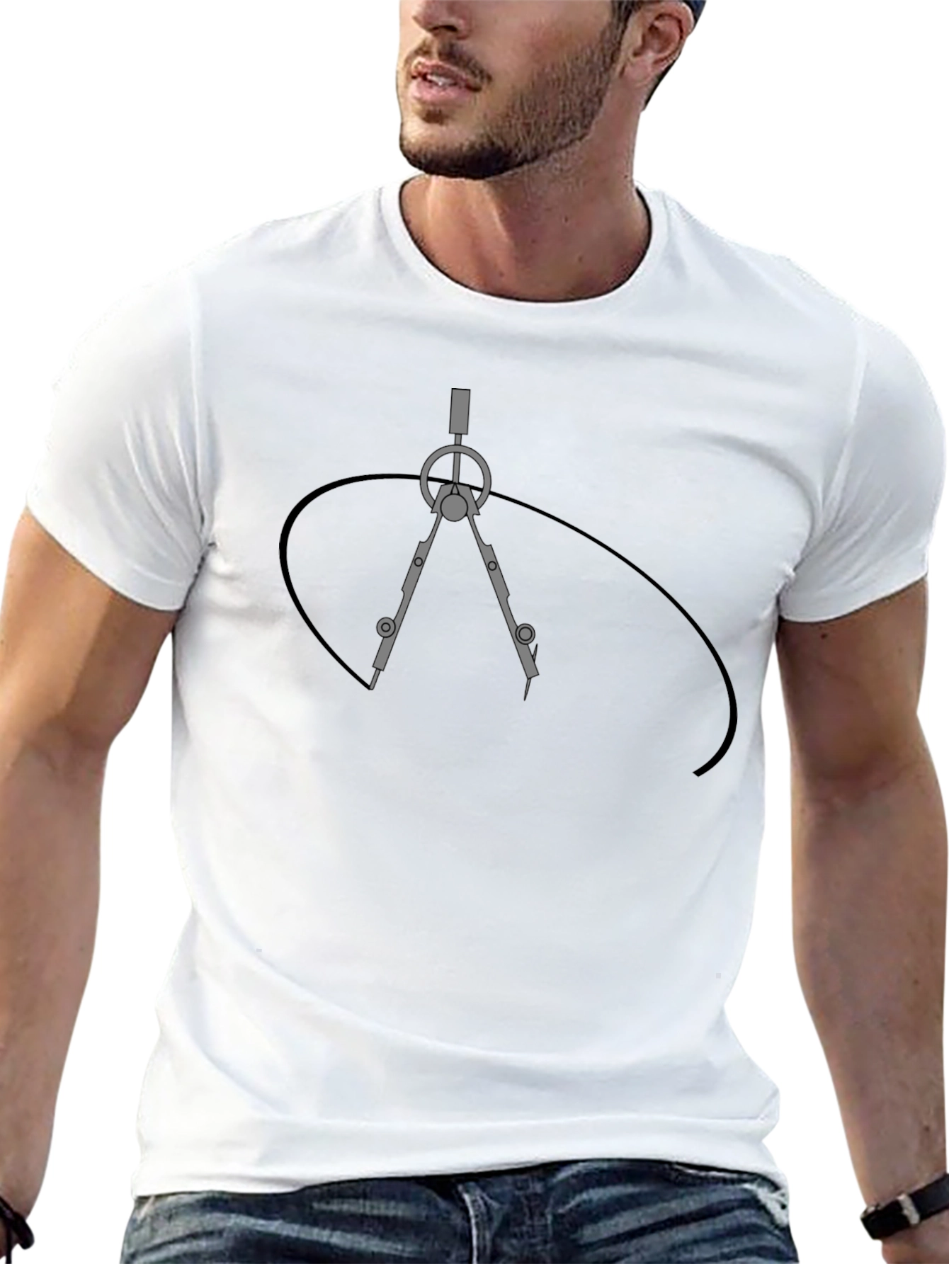 Geometric Compass Graphic T-Shirt - Architect Design Tee