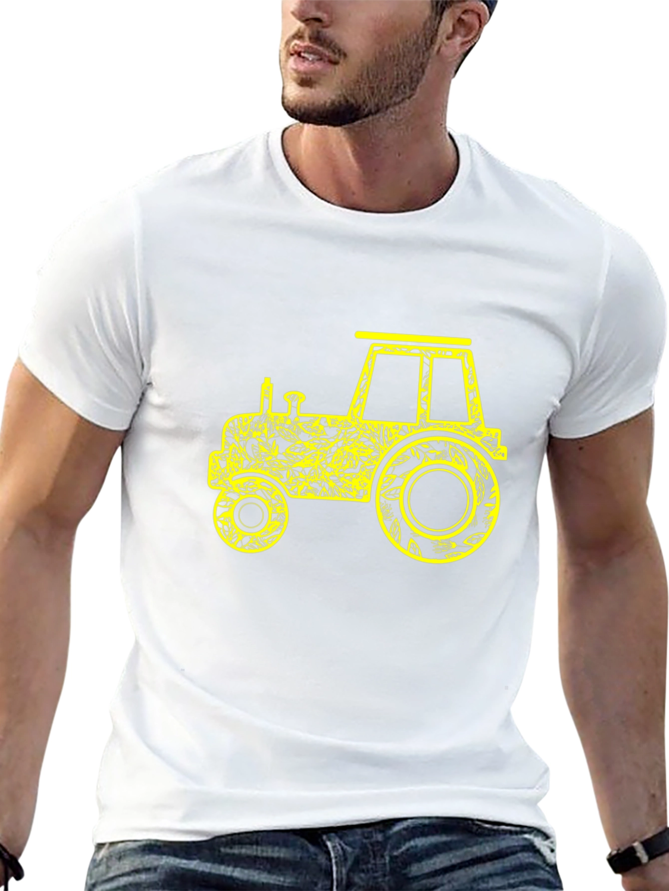 Tractor Graphic Tee - Novelty Black T-Shirt