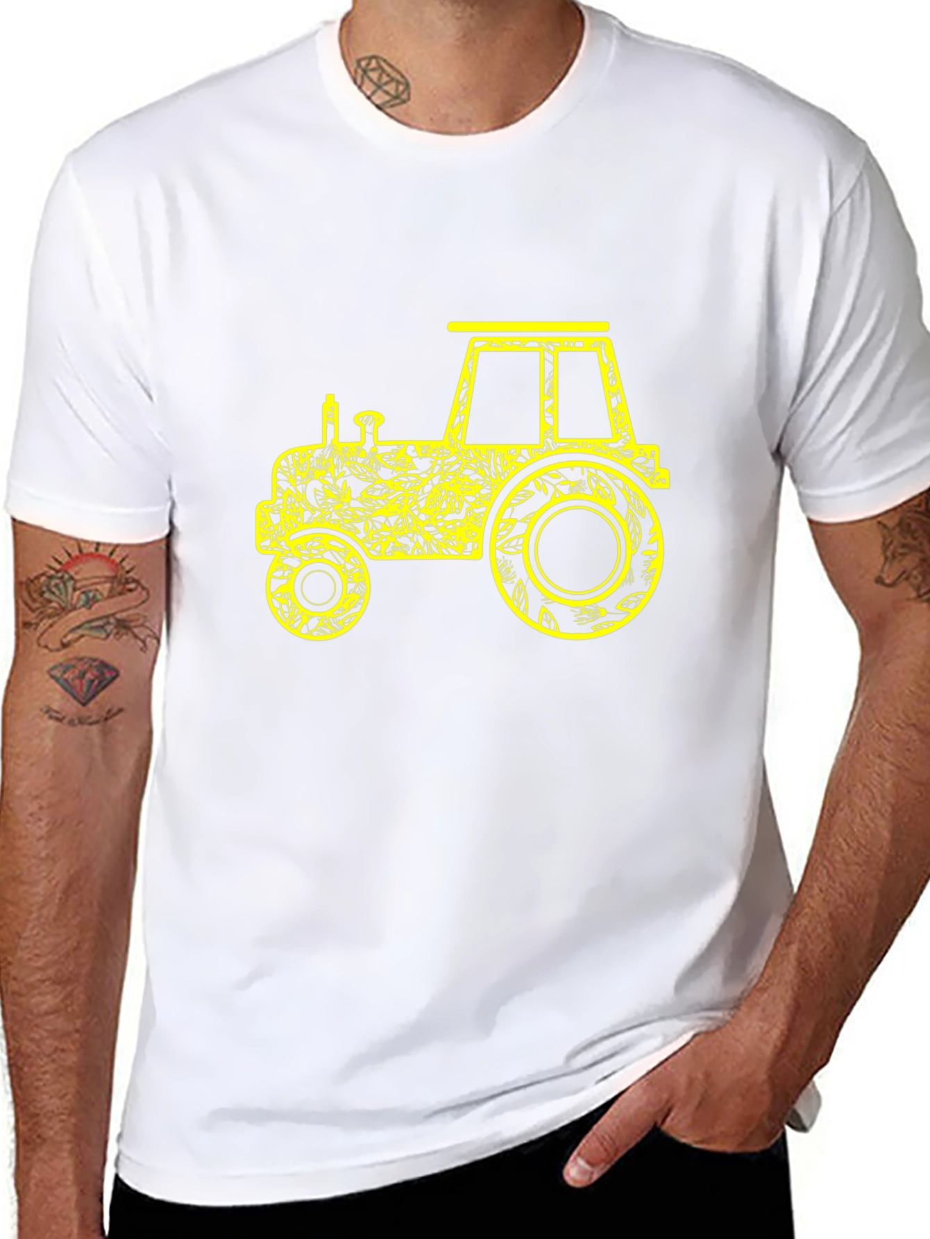Tractor Graphic Tee - Novelty Black T-Shirt