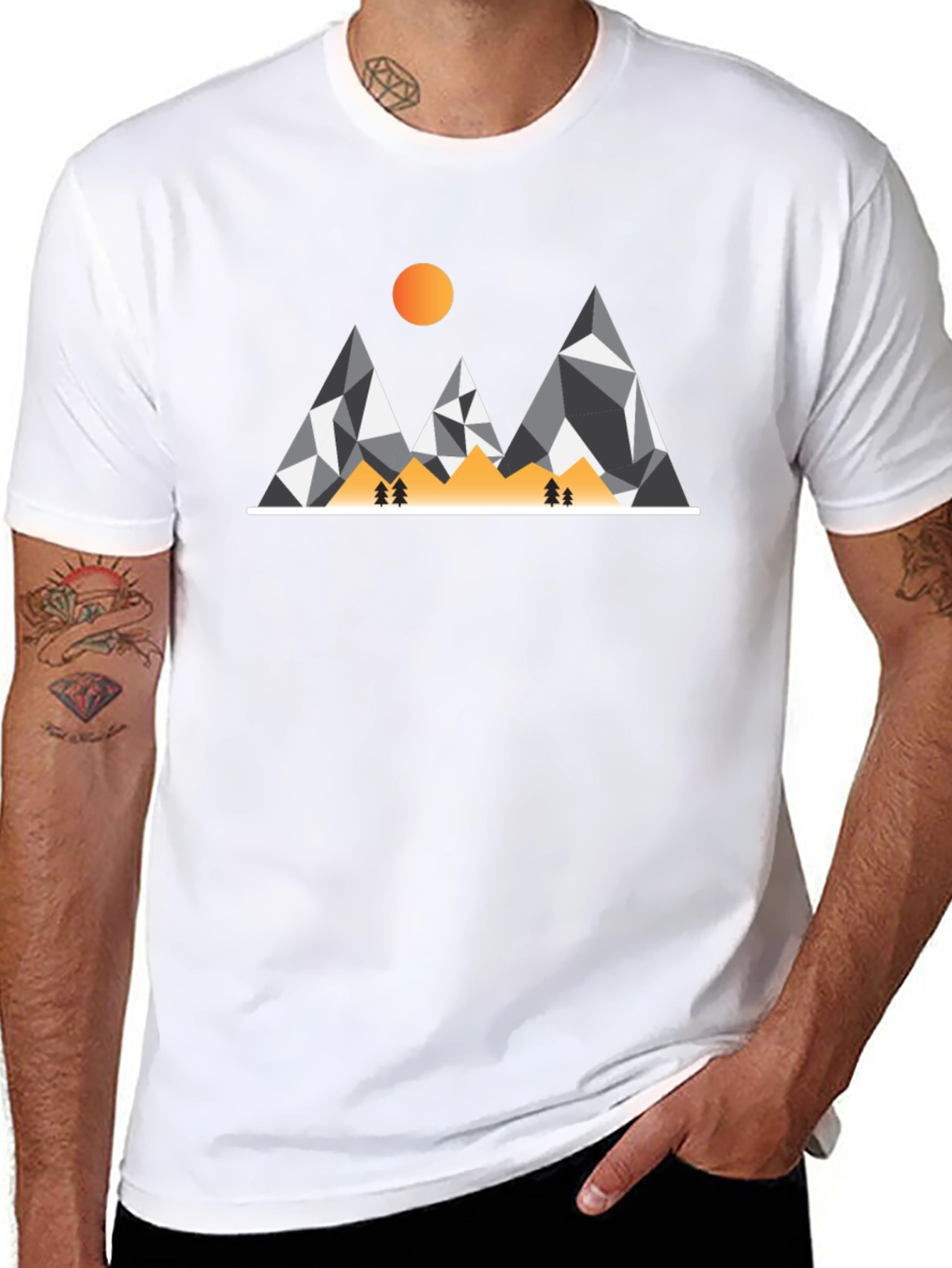 Geometric Mountain Graphic Tee - Modern Adventure