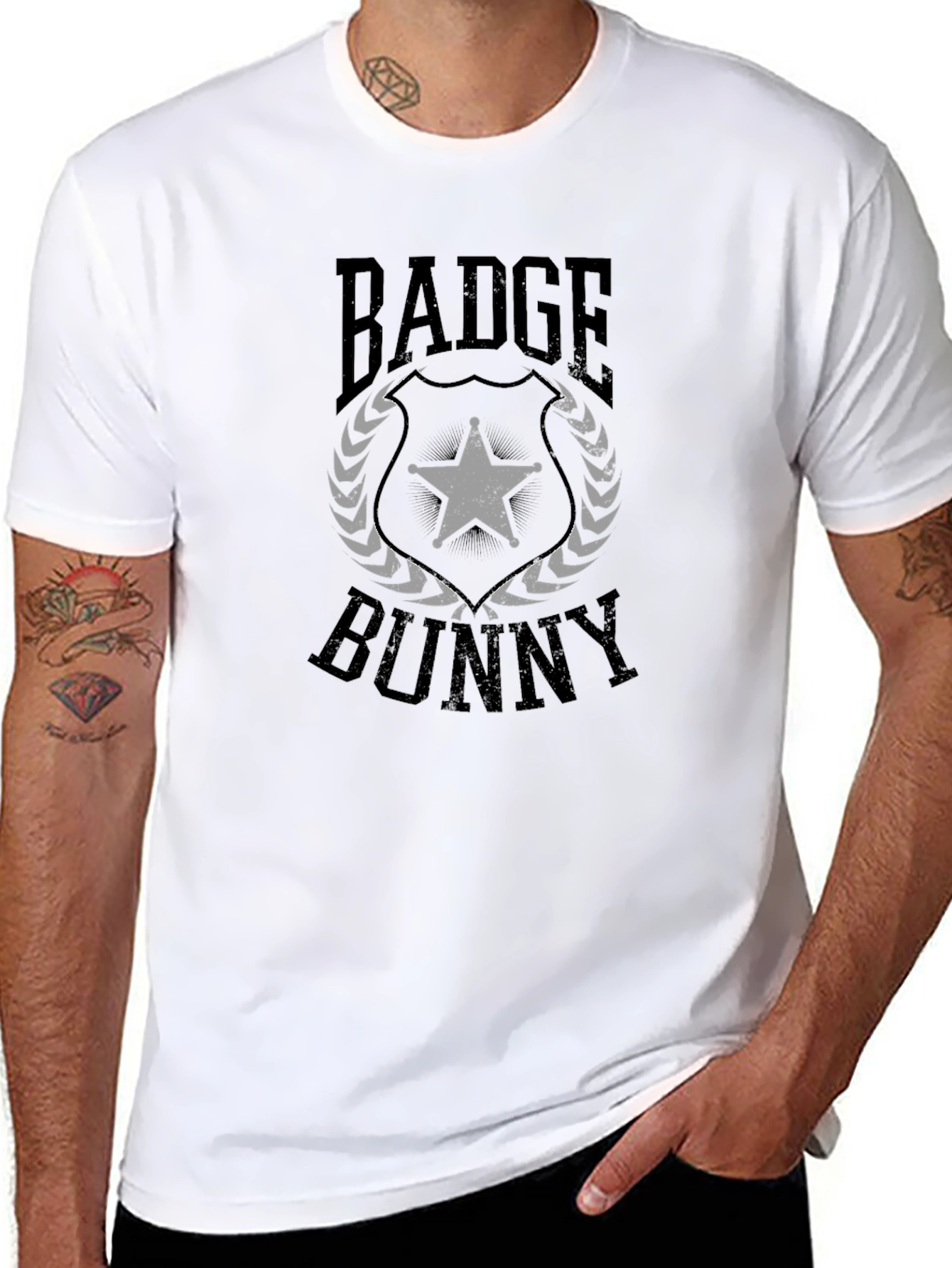 Badge Bunny Graphic Tee - Black Cotton Blend