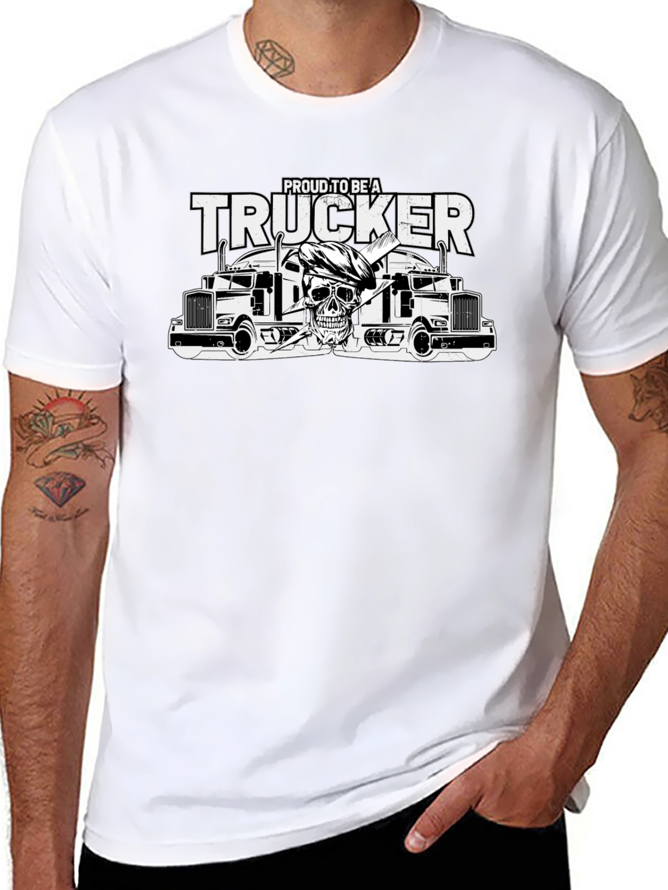 Proud Trucker Graphic T-Shirt - Black