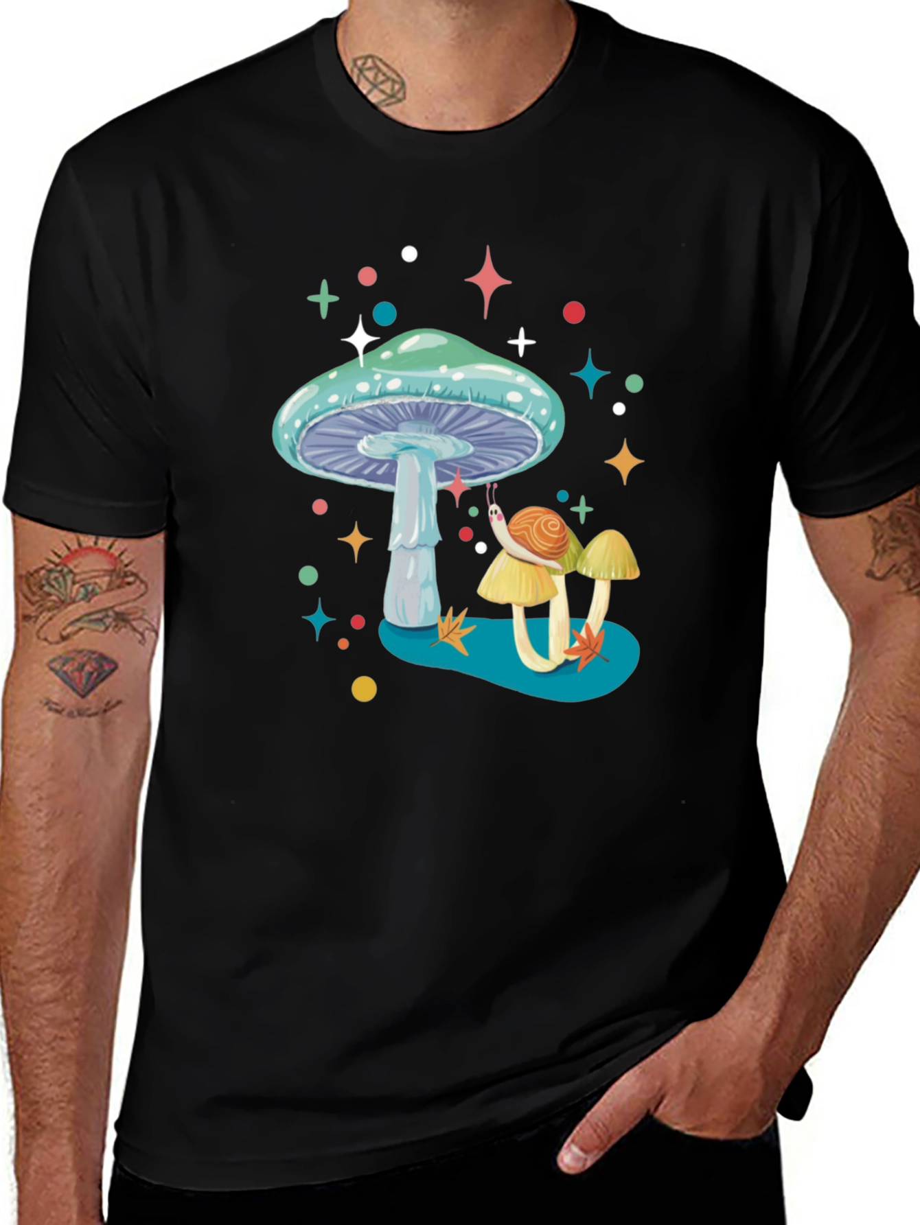Mushroom & Snail Graphic Tee - Funky Style
