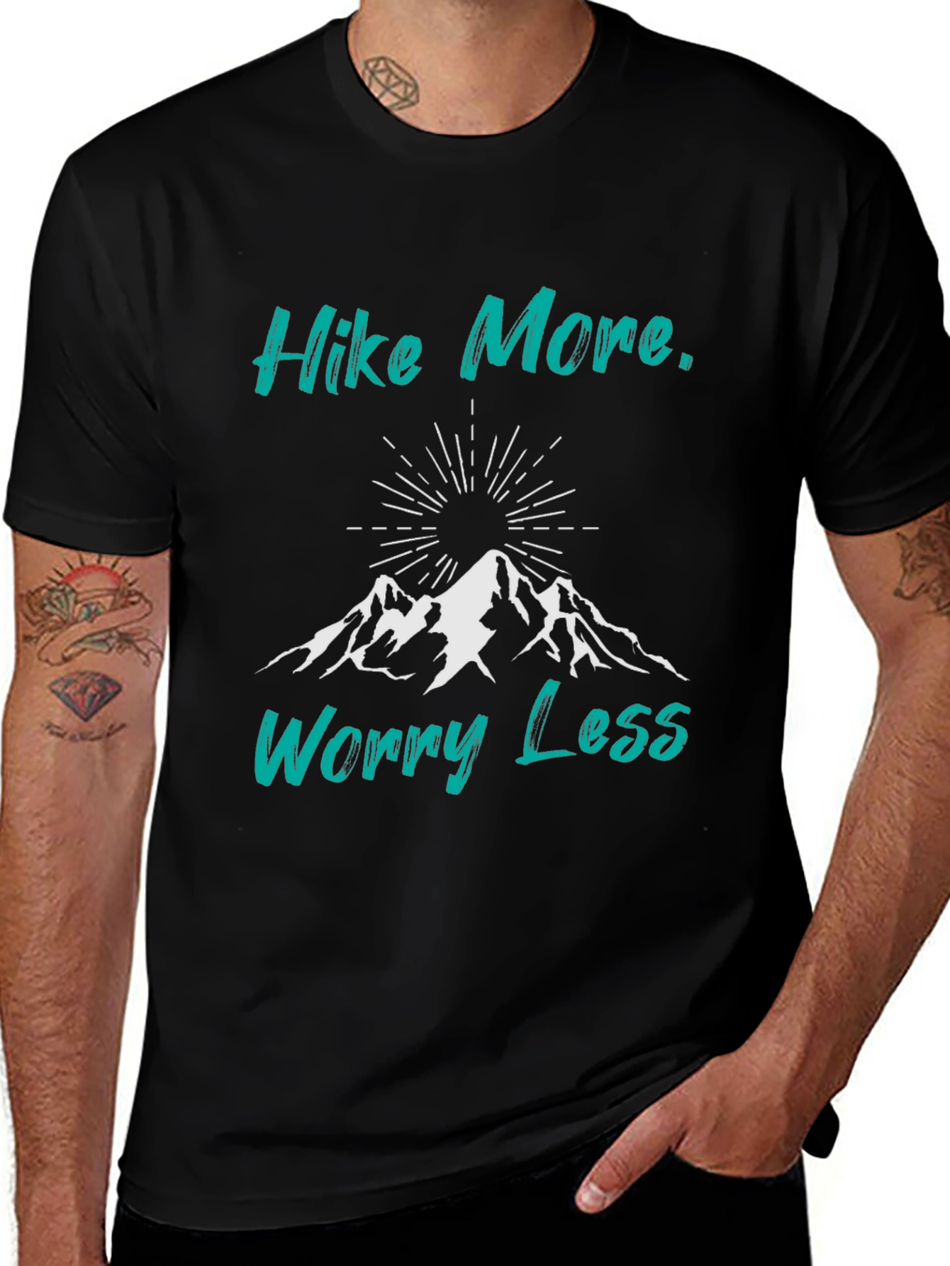 Hike More Worry Less Black Graphic Tee