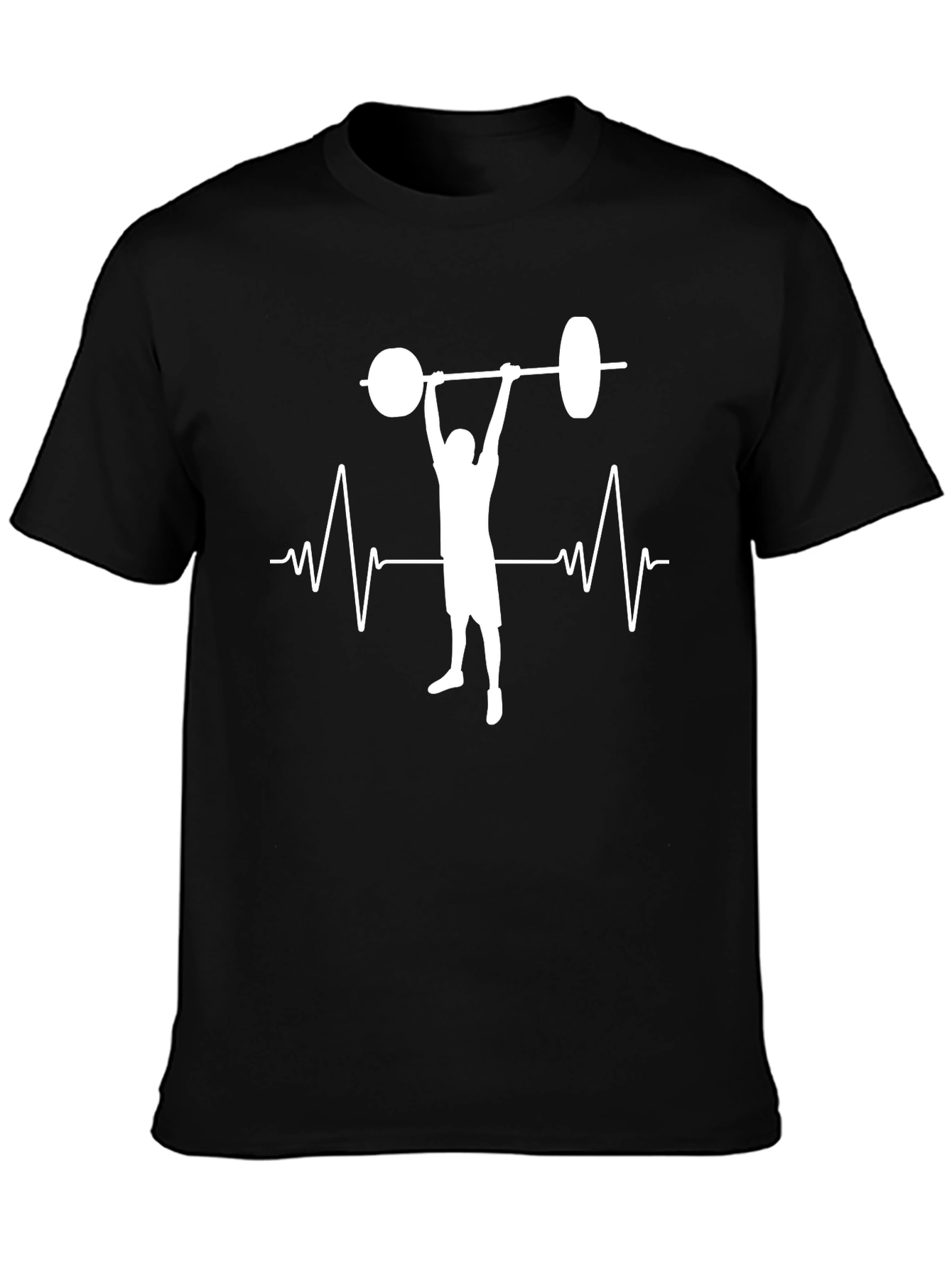 Weightlifter Heartbeat Graphic Tee - Black Cotton Gym Shirt