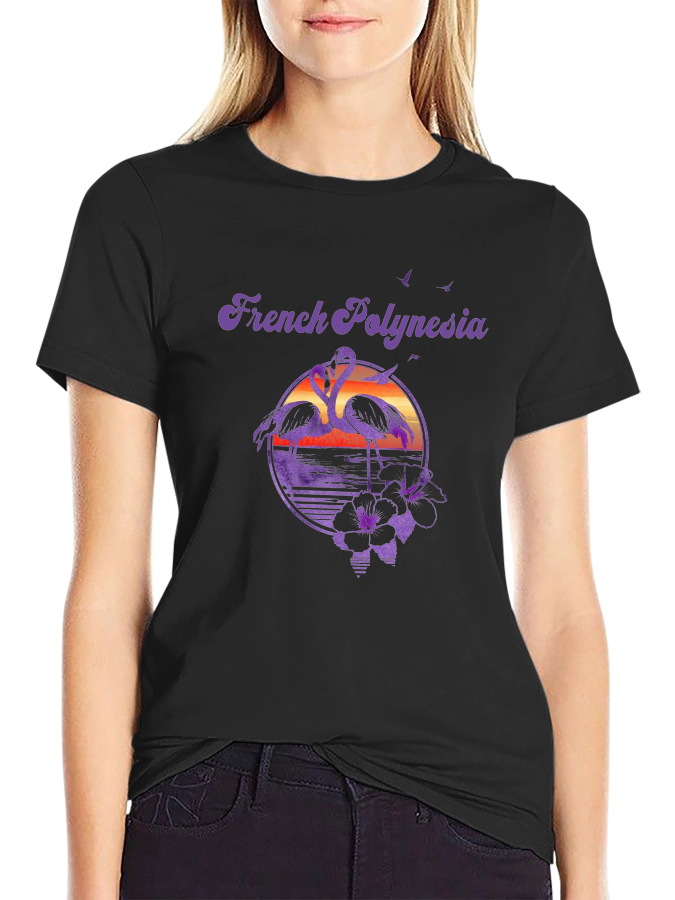 French Polynesia Flamingo Graphic T-Shirt