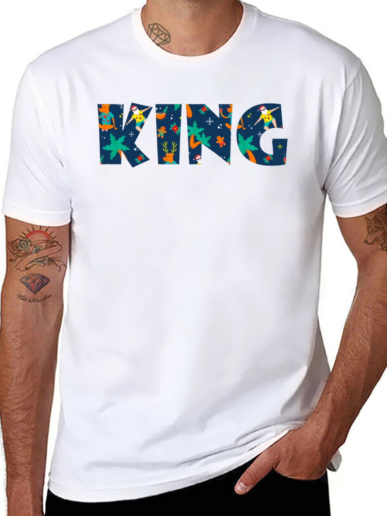 KING Christmas Pattern Tee - Holiday Style