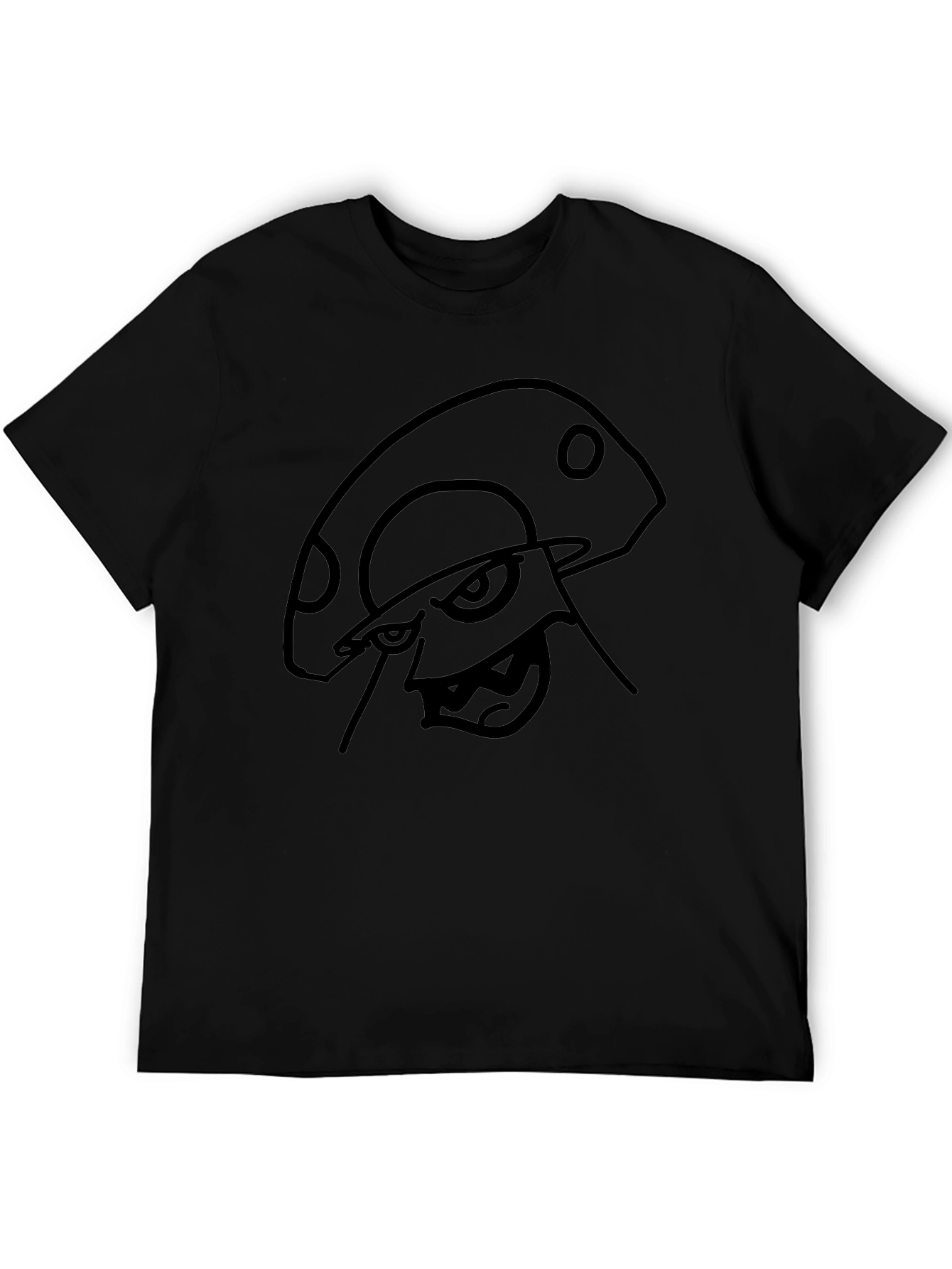 Mens Black T-Shirt with Mushroom Graphic