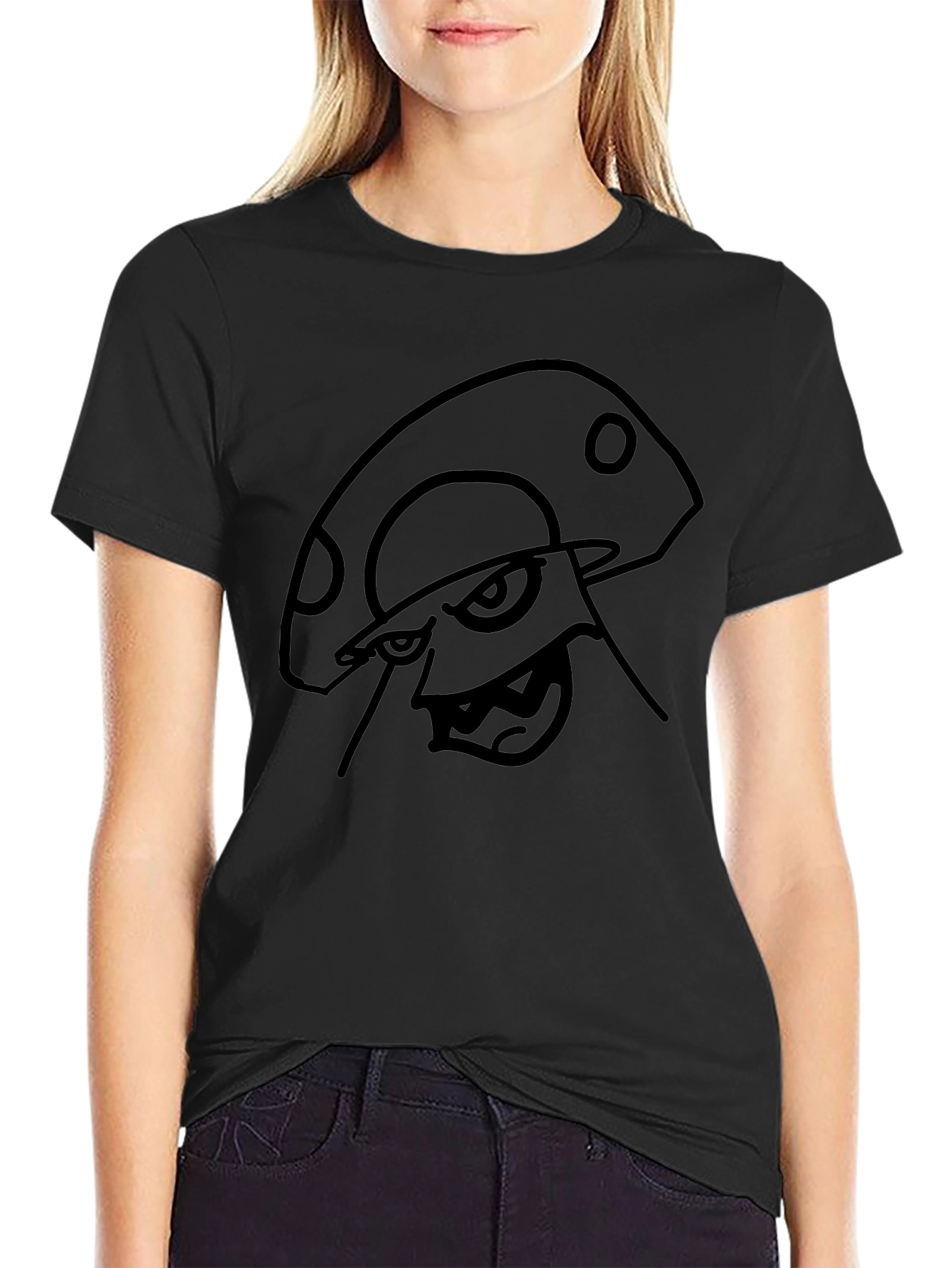 Mens Black T-Shirt with Mushroom Graphic