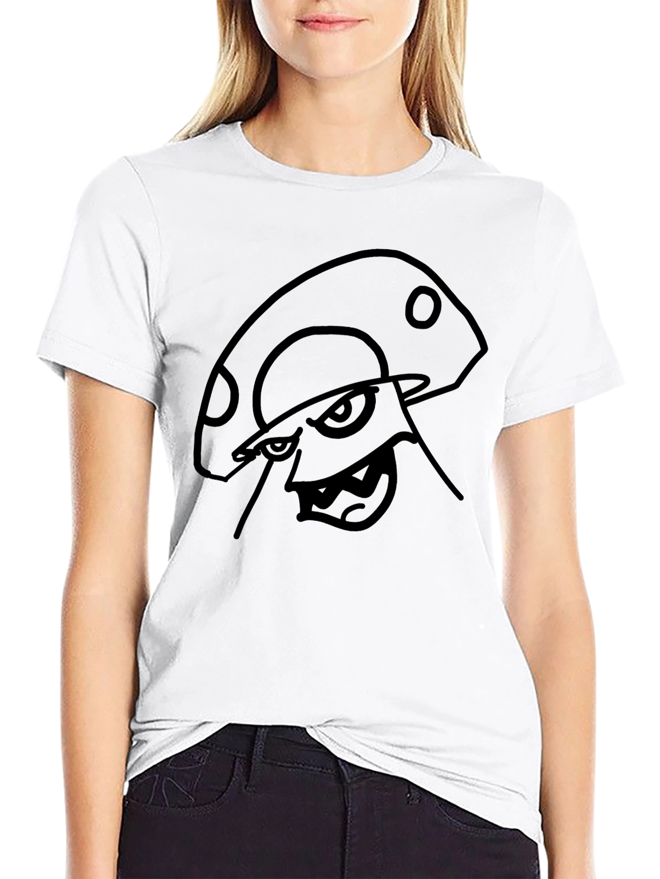 Mens Black T-Shirt with Mushroom Graphic