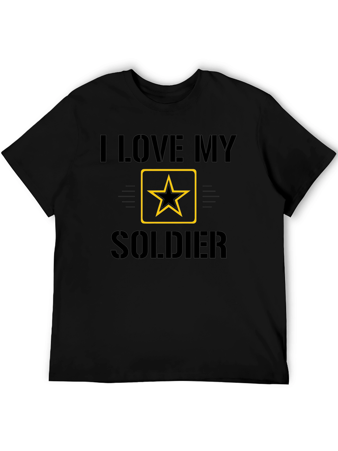 I Love My Soldier Black Graphic Tee