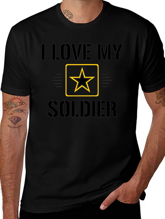 I Love My Soldier Black Graphic Tee