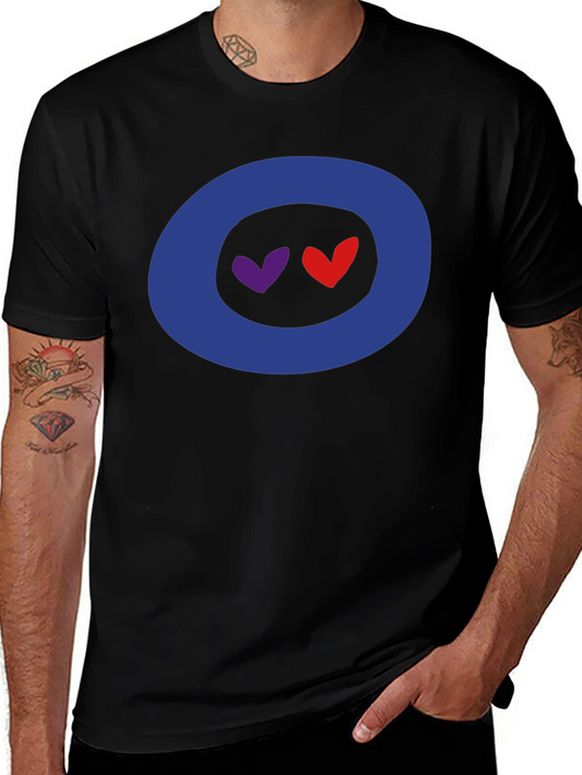Hearts in Circle Graphic Tee - Soft Cotton Blend