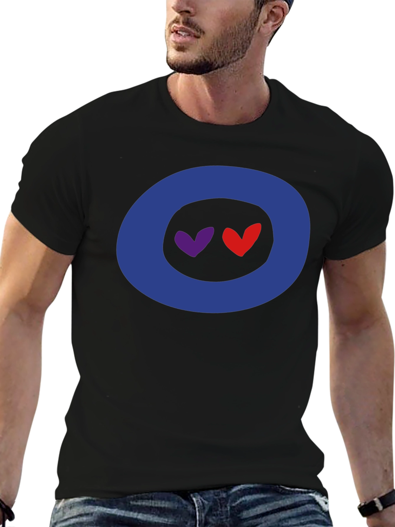 Hearts in Circle Graphic Tee - Soft Cotton Blend