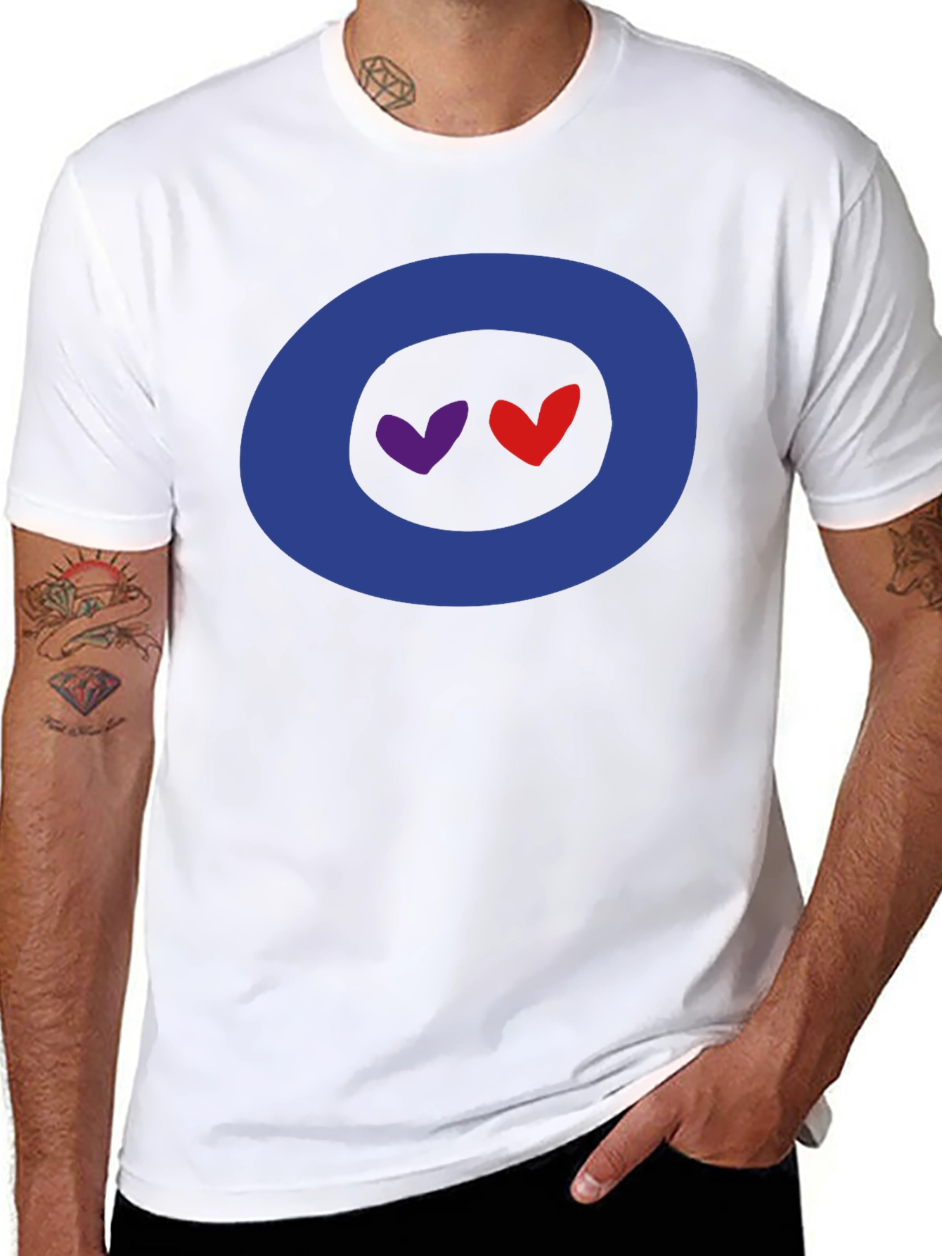 Hearts in Circle Graphic Tee - Soft Cotton Blend