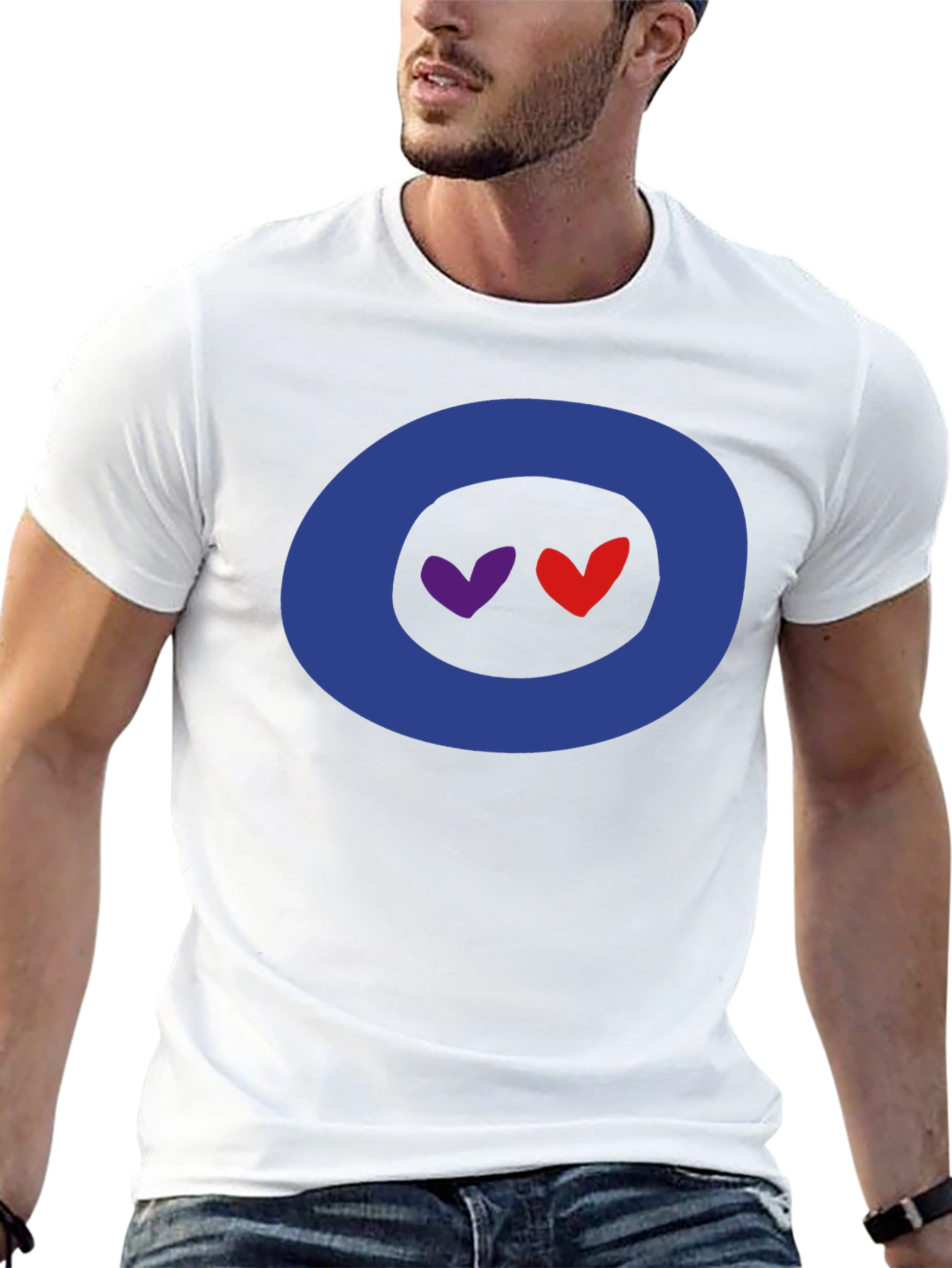 Hearts in Circle Graphic Tee - Soft Cotton Blend