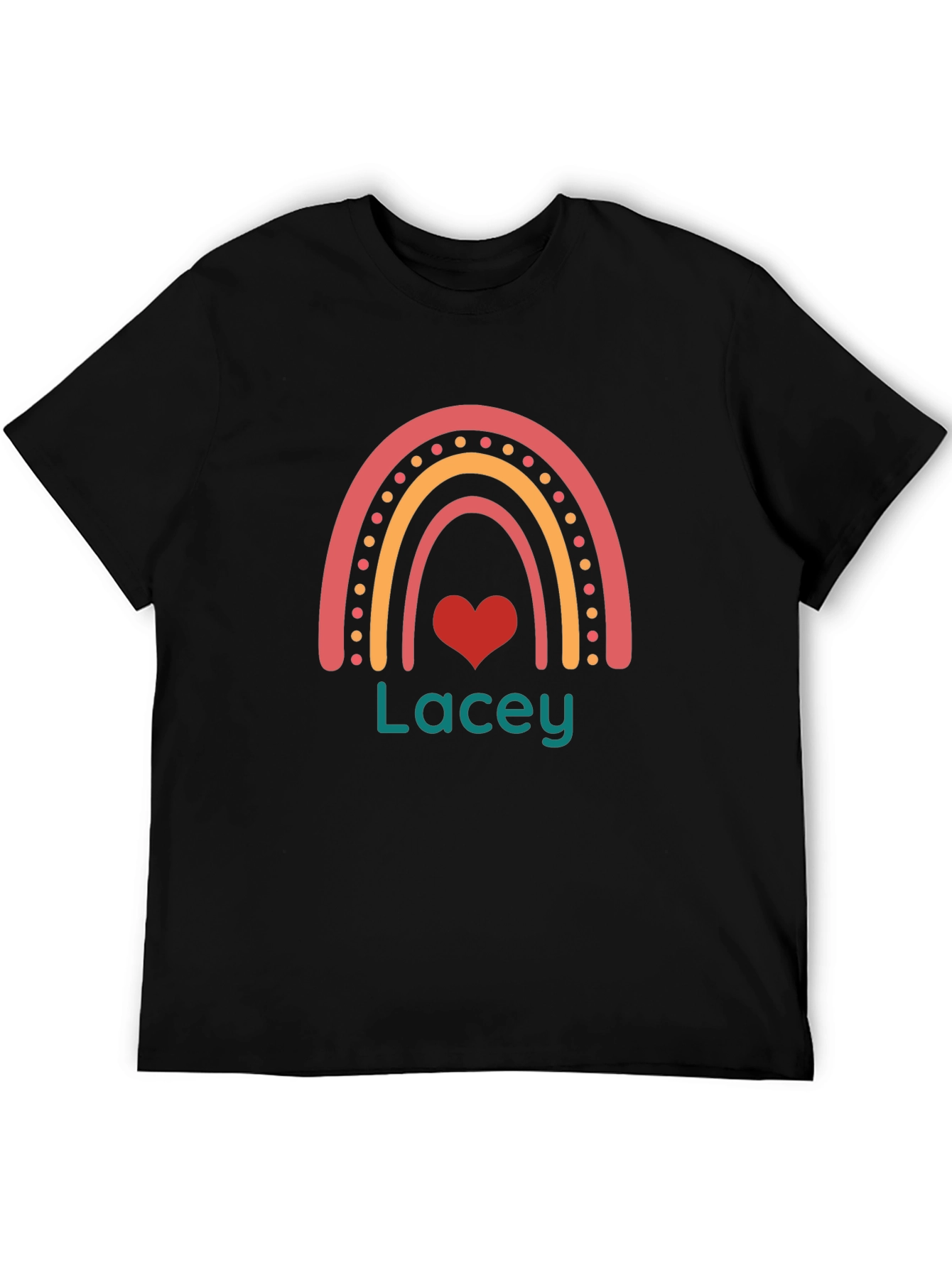 Personalized Lacey Rainbow Heart T-Shirt