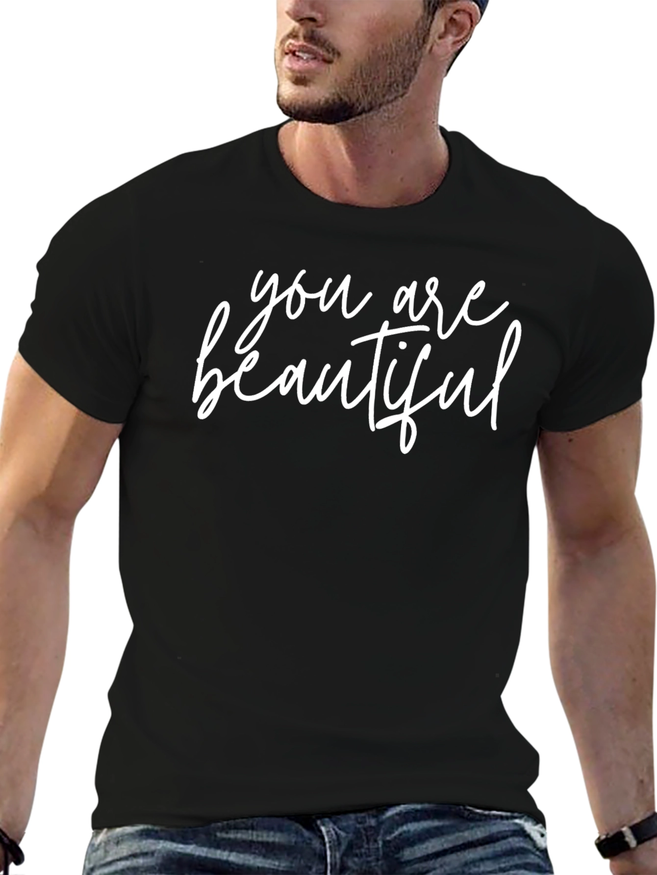 You Are Beautiful Graphic Tee - Black