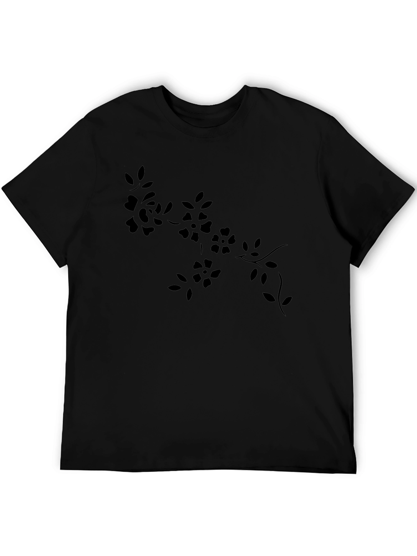 Black Floral Print Tee - Casual Style