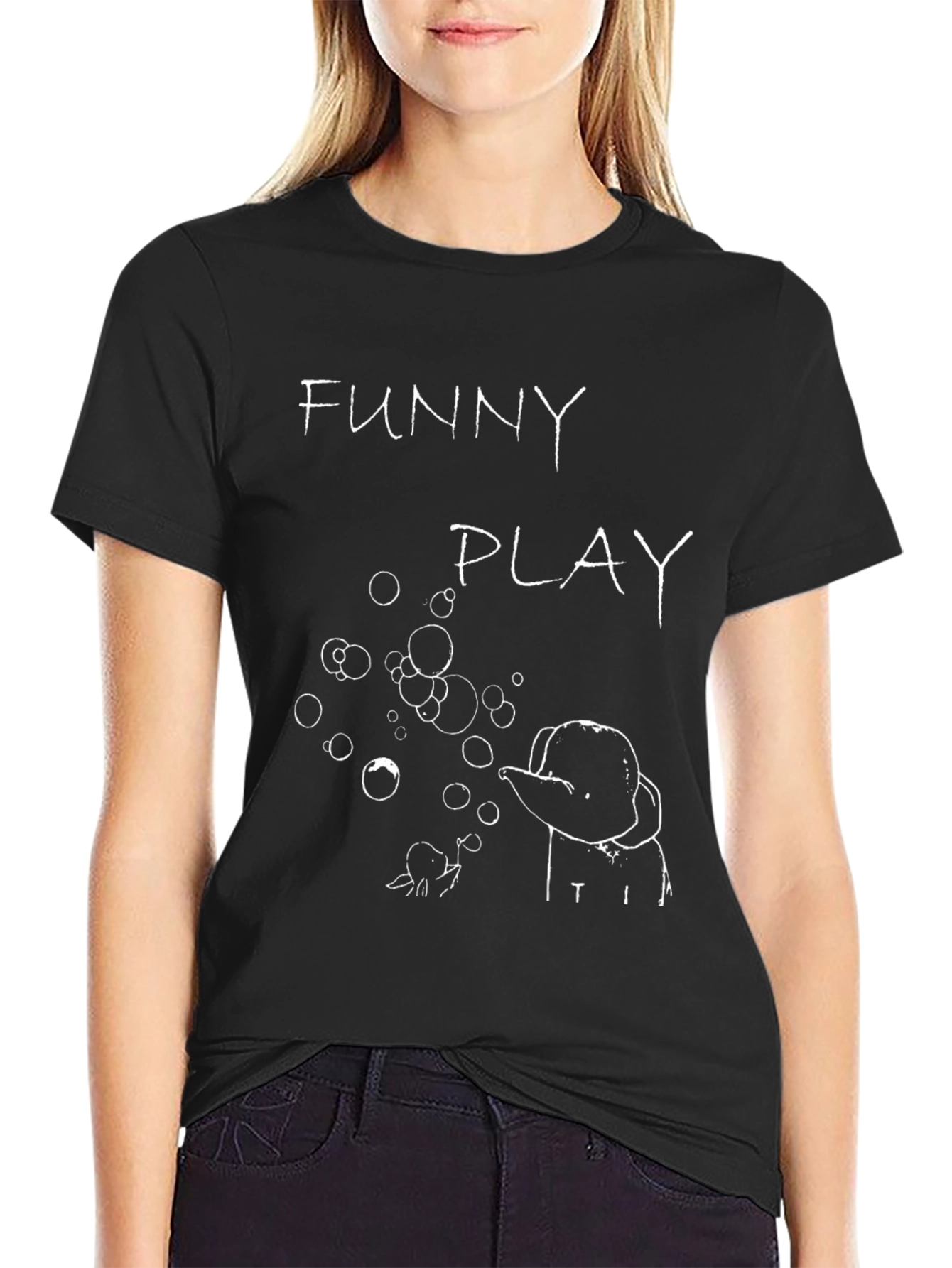 Funny Play Graphic T-Shirt - Black Cotton Tee