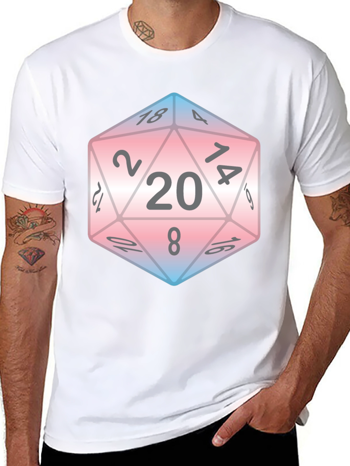 Trans Pride D20 T-Shirt - Tabletop Gaming Tee
